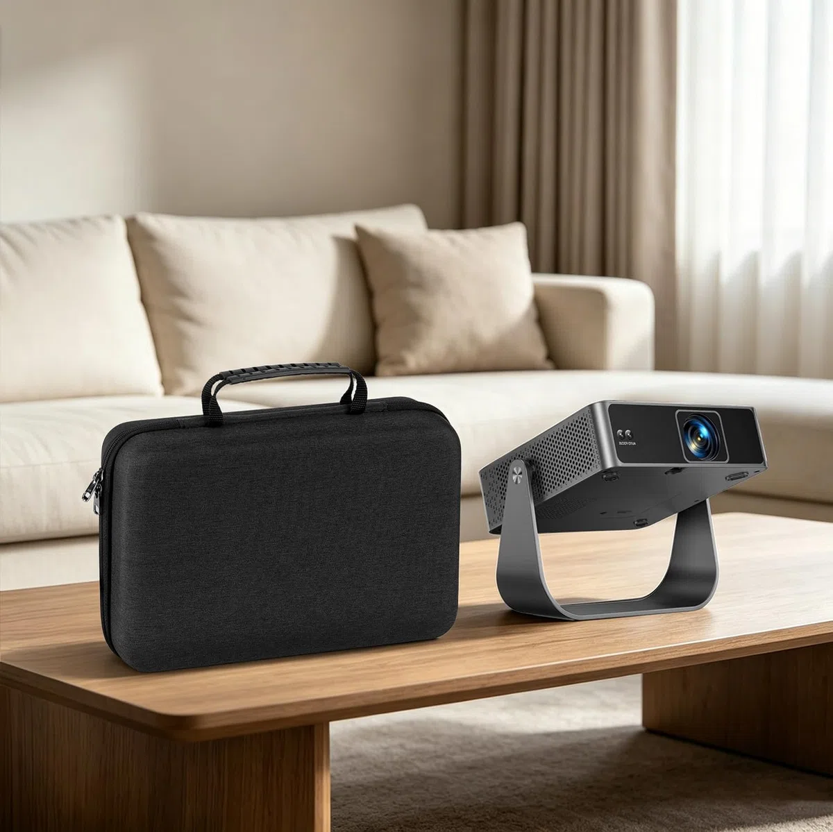 Geekria Hartschalen-Reisekoffer, kompatibel mit PUTRIMS S36, XuanPad Q5, VOPLLS Q5, Tragetasche für Outdoor-4K-Projektor (Dunkelgrau)
