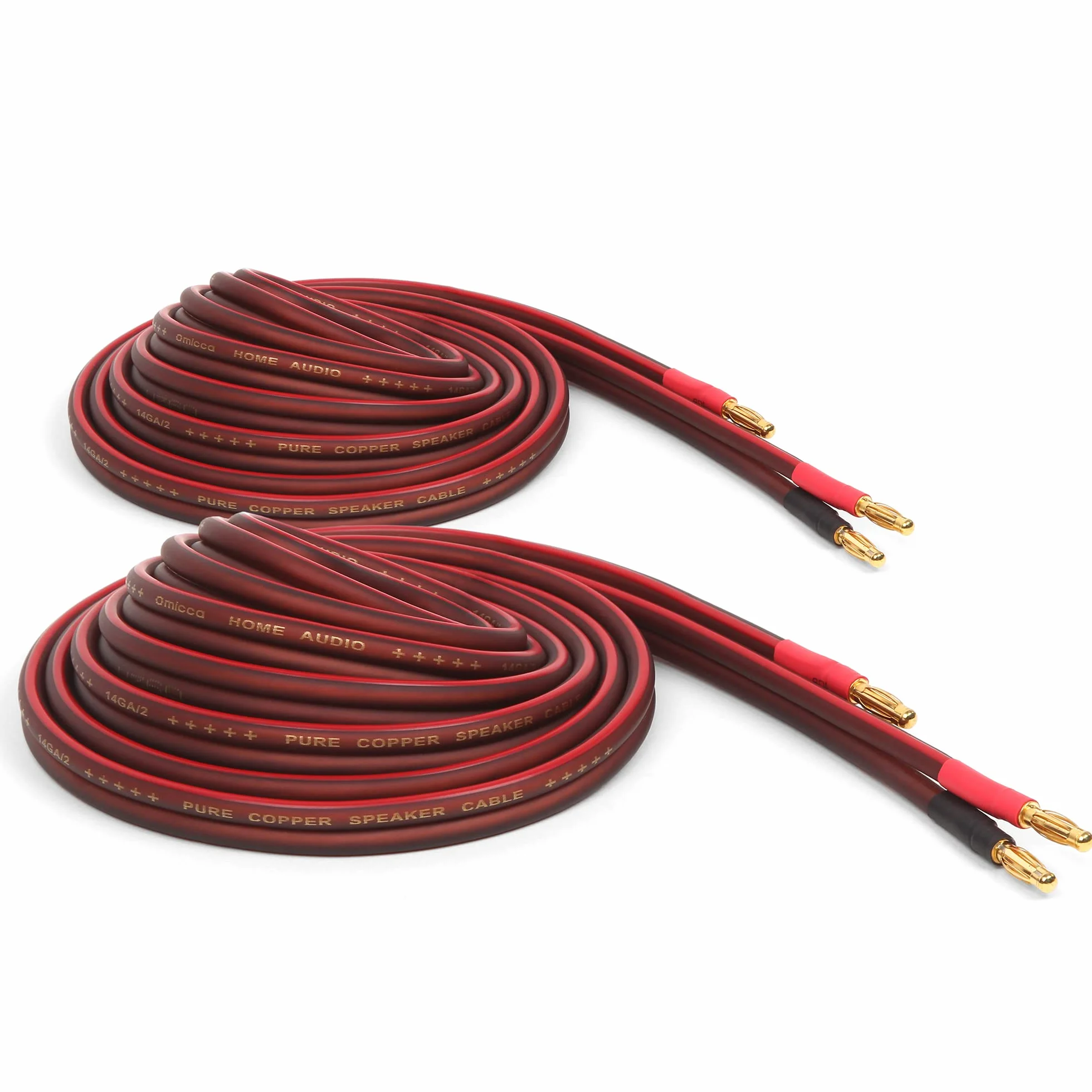 Micca Lautsprecherkabel aus reinem Kupfer, vergoldete Bananenstecker 12ft (4M)