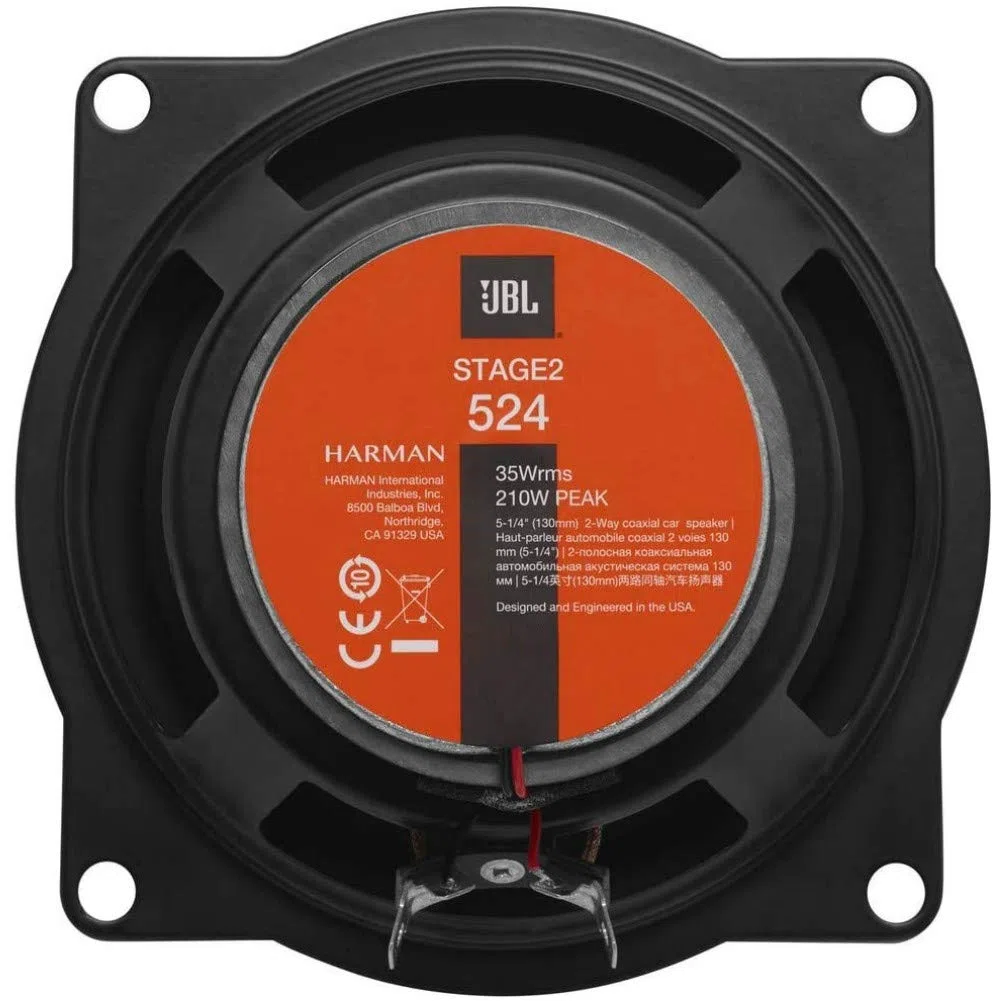 2 Lautsprecher kompatibel mit JBL STAGE2 524 2-Wege-koaxial 5,25" 13,00 cm 130 mm 35 watt rms und 210 watt max 4 ohm 90 db spl Auto pro Paar