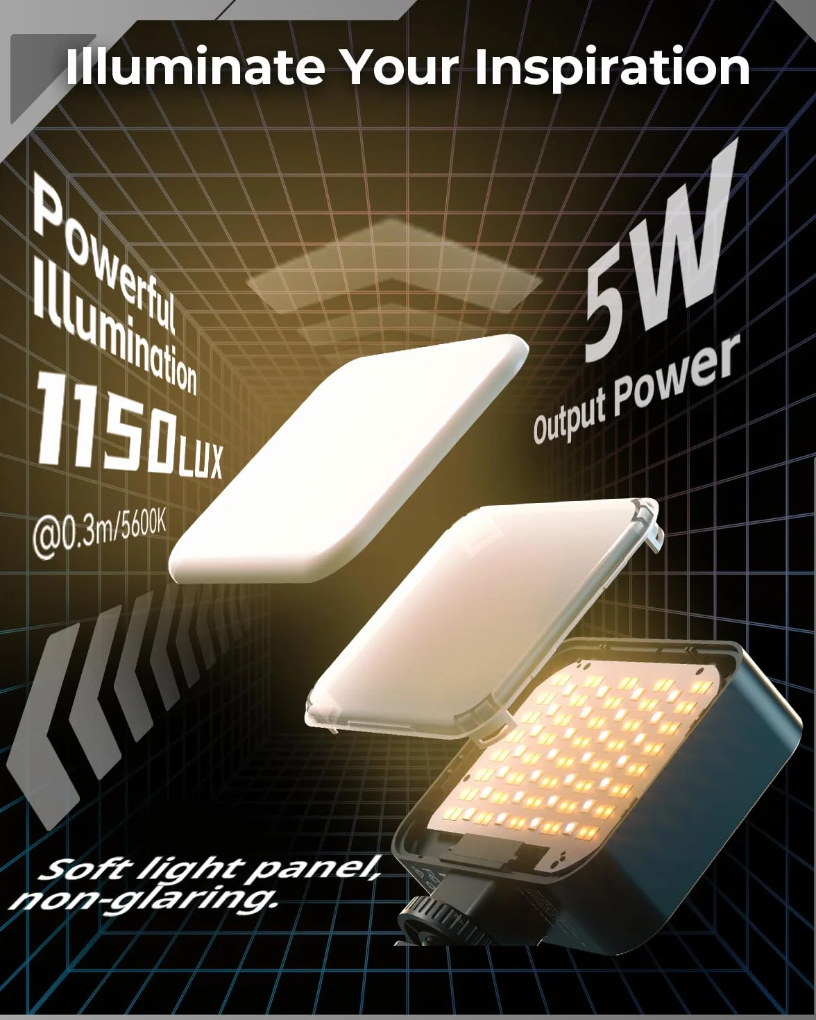 SMALLRIG Vibe P108 Pro RGB-Videoleuchte, Tragbare LED-Kameraleuchte für Fotografie, Blitzschuhleuchte, CRI95+, 2500-6500 K, 12 Effekte, Fülllichtzubehör für Content Creator, Streaming - 4661