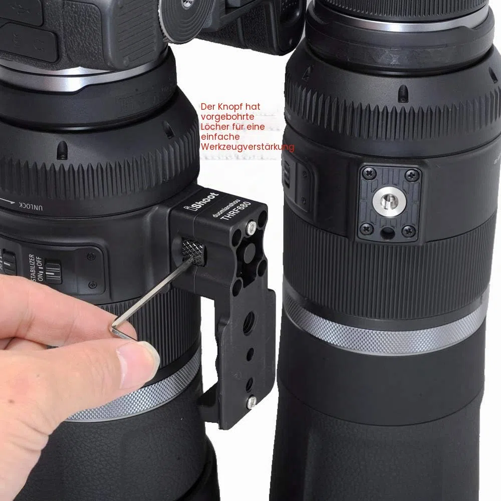 iShoot Stativhalterung Ringsockel, Objektivkragenfuß, kompatibel mit Canon RF 600 mm F11 is STM und Canon RF 800 mm F11 is STM, Objektivhalter mit 39mm Arca-Swiss Fit Schnellwechselplatte