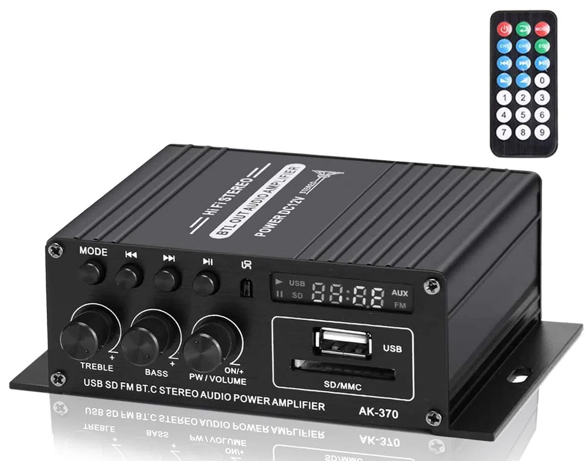 Bluetooth Mini Verstärker 12V, 2.0 Kanal Klar und Realität Sound 400 Watt Home Audio Stereo Hi-Fi Musik für Passiver Lautsprecher PC TV Auto (Kein Netzteil)