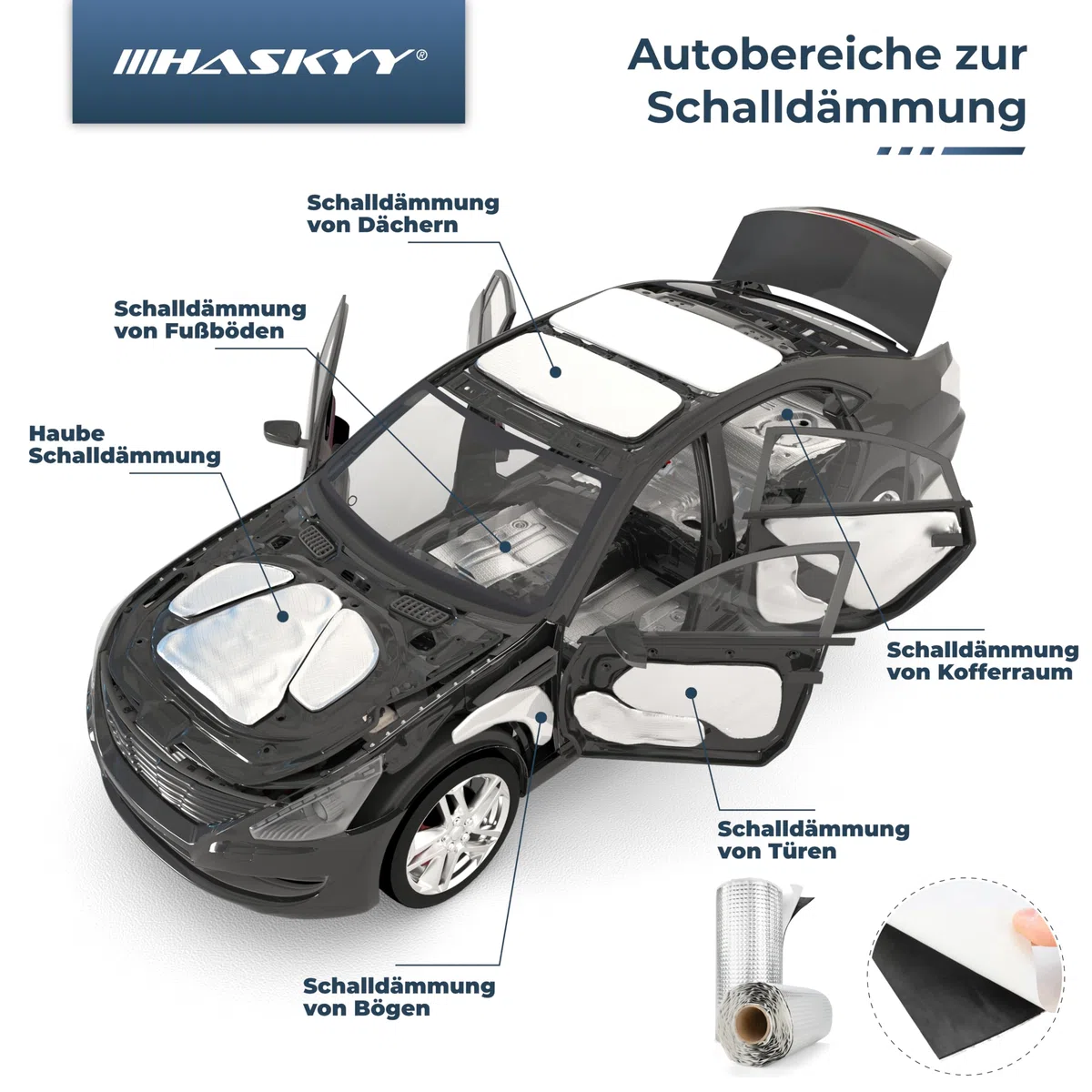 Dämmmatte ALUBUTYL Anti-Dröhn Bitumen-Ersatz Matte 50 x 400 cm Auto Tür HiFi