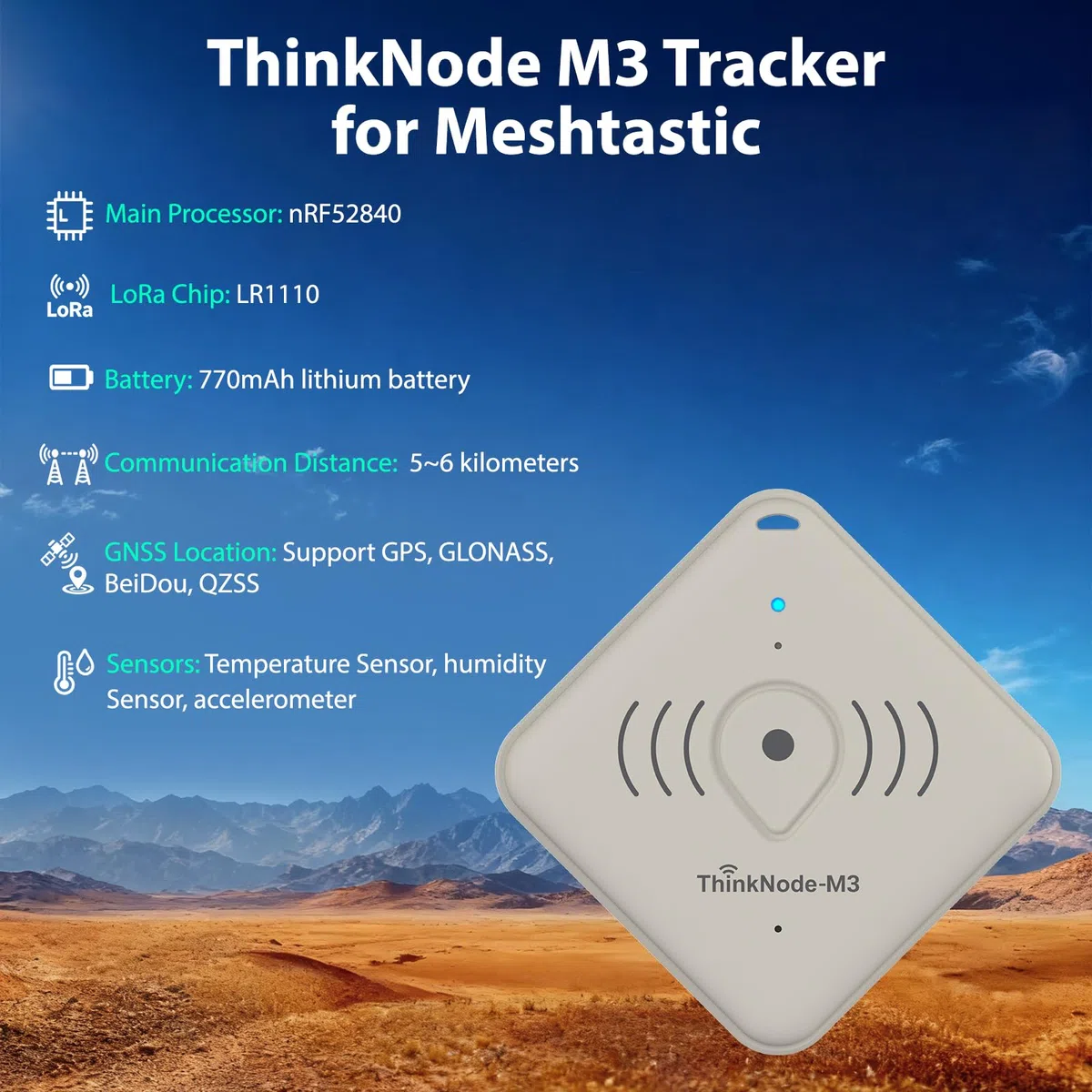 ELECROW ThinkNode M3 Meshtastic Tracker Karte, 868 MHz LoRa Tracker mit LR1110 und nRF52840, GPS/WiFi/BLE für Indoor und Outdoor Positionierung, IP66 wasserdicht, 770mAh Akku, für Wandern und Off-Grid