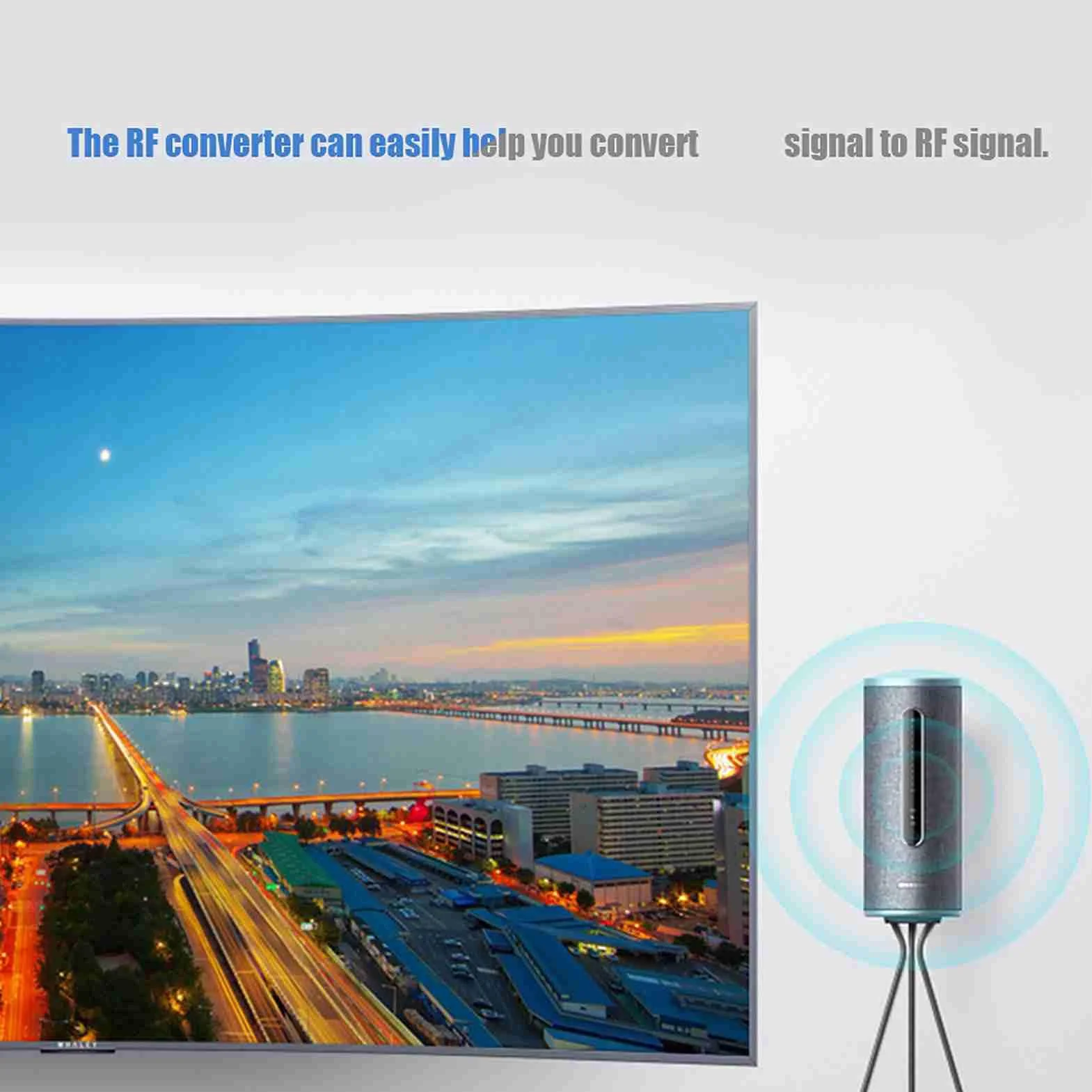 ASHATA HDMI zu Koax HF-Wandler Modulator für TV, HDMI zu HF Koaxial Wandler Adapter Box mit Fernbedienung, Unterstützung 480I/480P/576I/576P/720P/720I/1080I/1080P (100-240V)(EU)