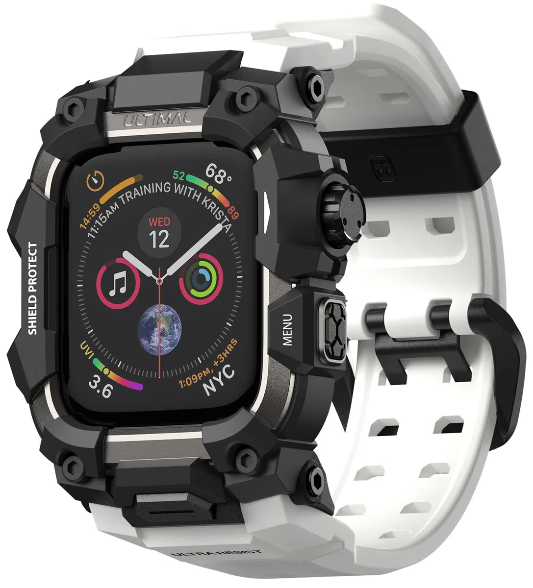 ULTIMAL Robuste Schutzhülle mit Band für Apple Watch 49 mm, kompatibel mit Apple Watch Ultra 3/2/1, stoßfest, Militärqualität, für iWatch, taktisches Band für Herren