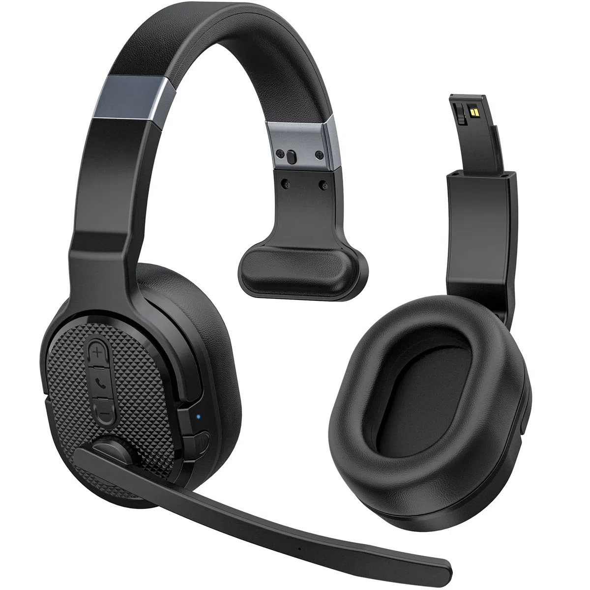 COSMUSIS Bluetooth Headset mit Mikrofon, 50 Std. Akkulaufzeit Wireless Headset Kabellos, Bluetooth Kopfhörer mit Mikrofon und abnehmbare Ohrkissen, Noise Cancelling Kopfhörer mit Stummschalt-Taste