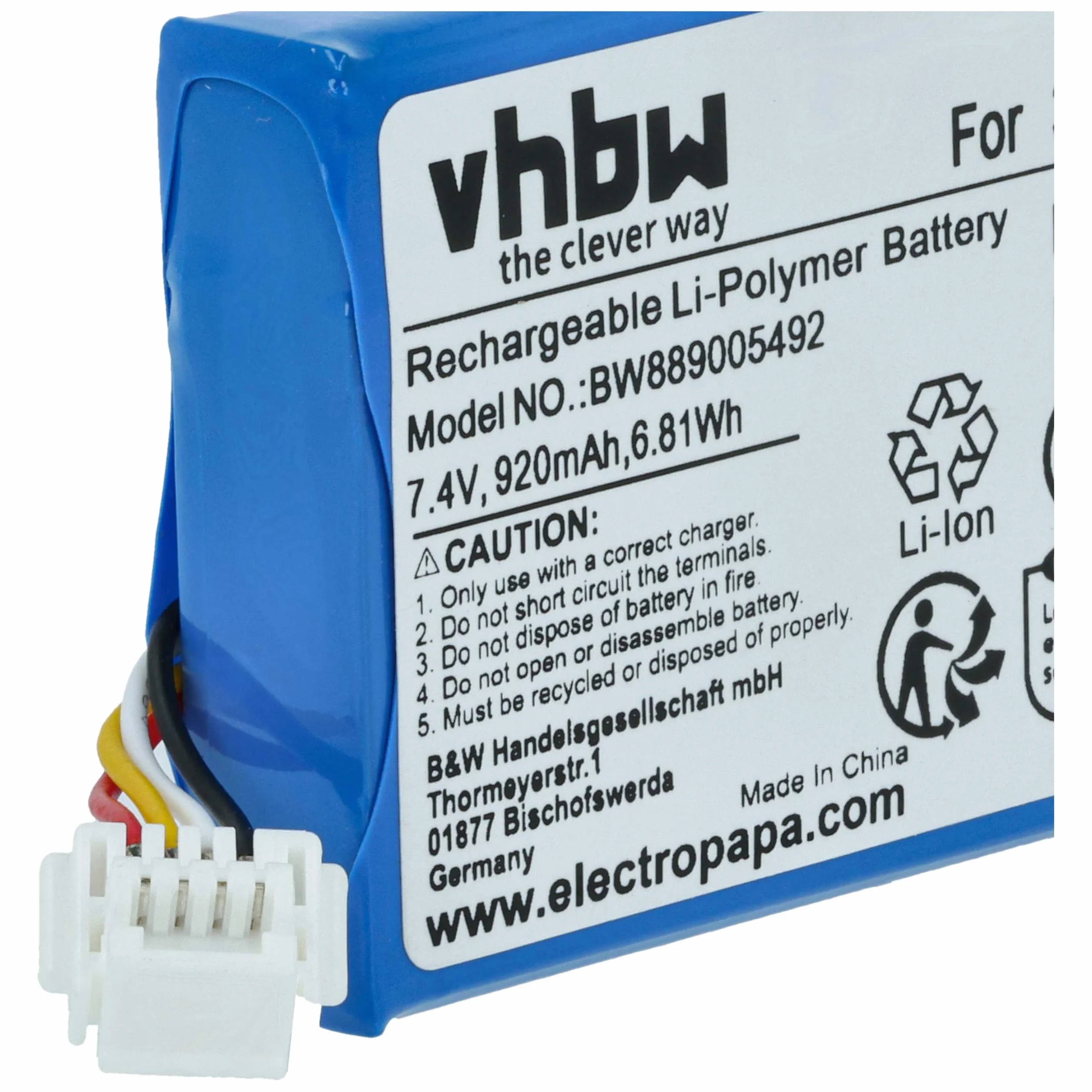 vhbw Akku Ersatz für Garmin 361-00063-00 für GPS Navigation Navi (920 mAh, 7,4 V, Li-Polymer)