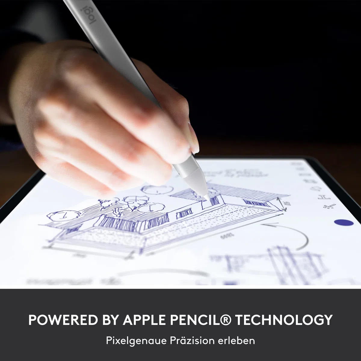 Logitech 914-000074 Crayon - Digitaler Zeichenstift für iPad mit Apple Pencil Technologie, pixelgenauer ohne Verzögerung, Smart Tip mit Schnellladung über USB-C, Silver