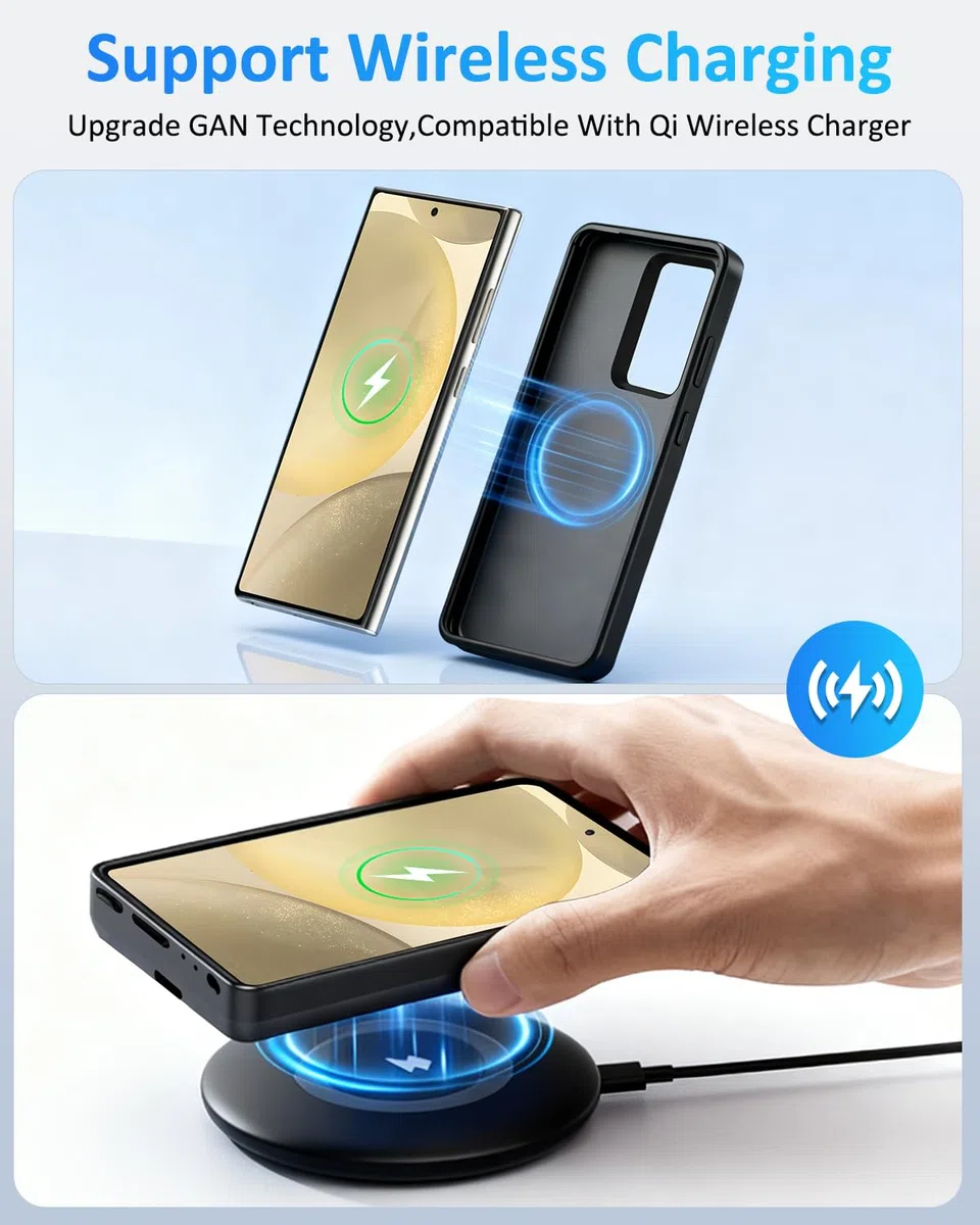 Akkuhülle für Samsung Galaxy S24 (15000mAh),GAN-Technologie Tragbares Ladegerät Ultradünn Erweiterter Akku Hülle Telefonladegerät und Große Kapazität Schutzhülle mit Ladefunktion(6,2‘’)