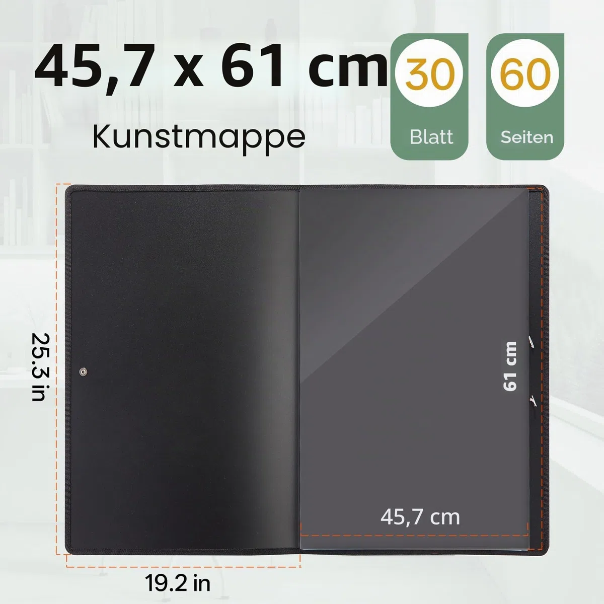 Nicpro Große Kunst-Portfolio-Mappe, 45,7 x 61 cm, 30 Taschen, 60 Seiten, Künstler-Portfolio-Mappe mit transparenten Kunststoffhüllen, Präsentationsaufbewahrungsbuch für Künstler, Kunstwerke, Zeichnen