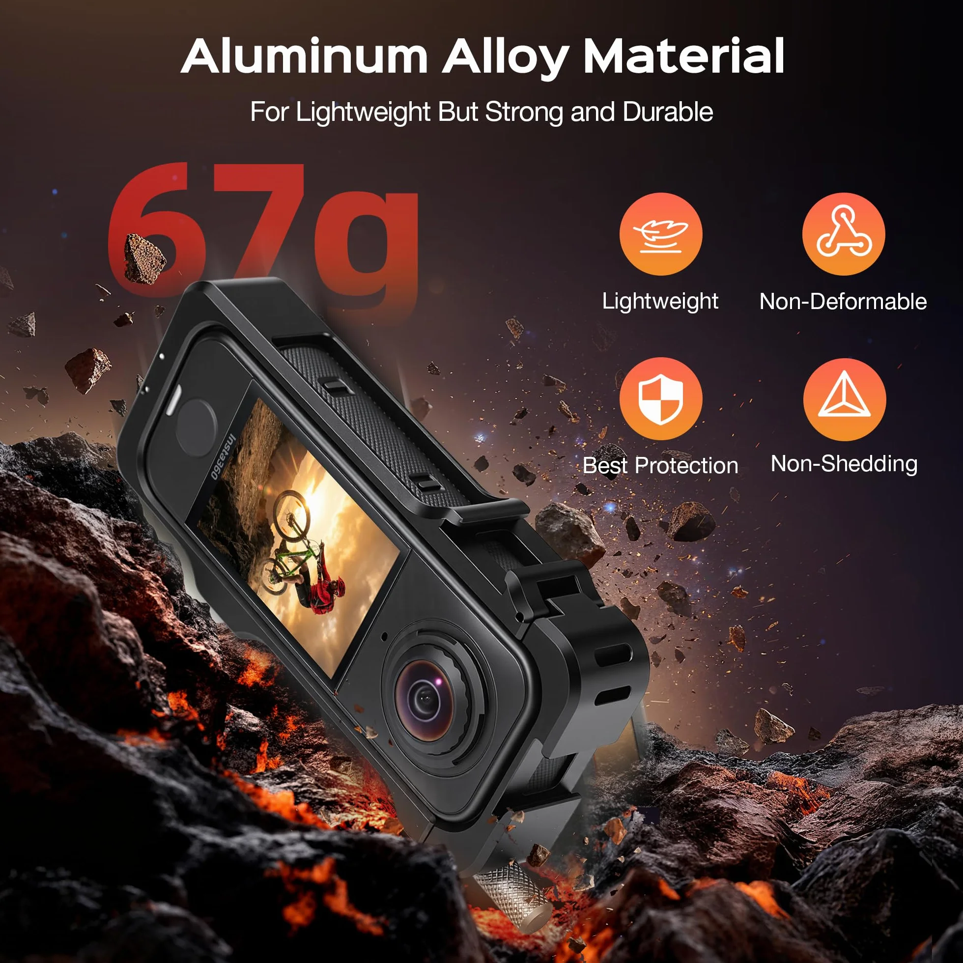 Amazear Käfig Metall-Schutzgehäuse für Insta360 X4 Air Zubehör, Insta 360 X4 Air Multifunktions-Gestell, robuster Aluminiumrahmen mit Schnellverschluss