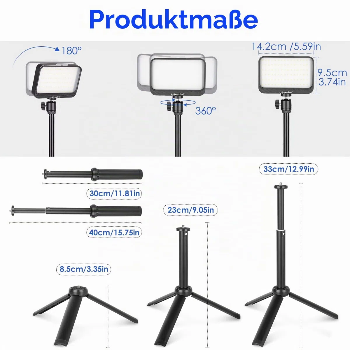 UBeesize 2er-Pack LED Videolicht Dimmbares Kamera Licht mit Einstellbar Stativ Ständer und Farbfilter für Videokonferenzen Beleuchtung/Spielestreaming/YouTube-Videofotografie