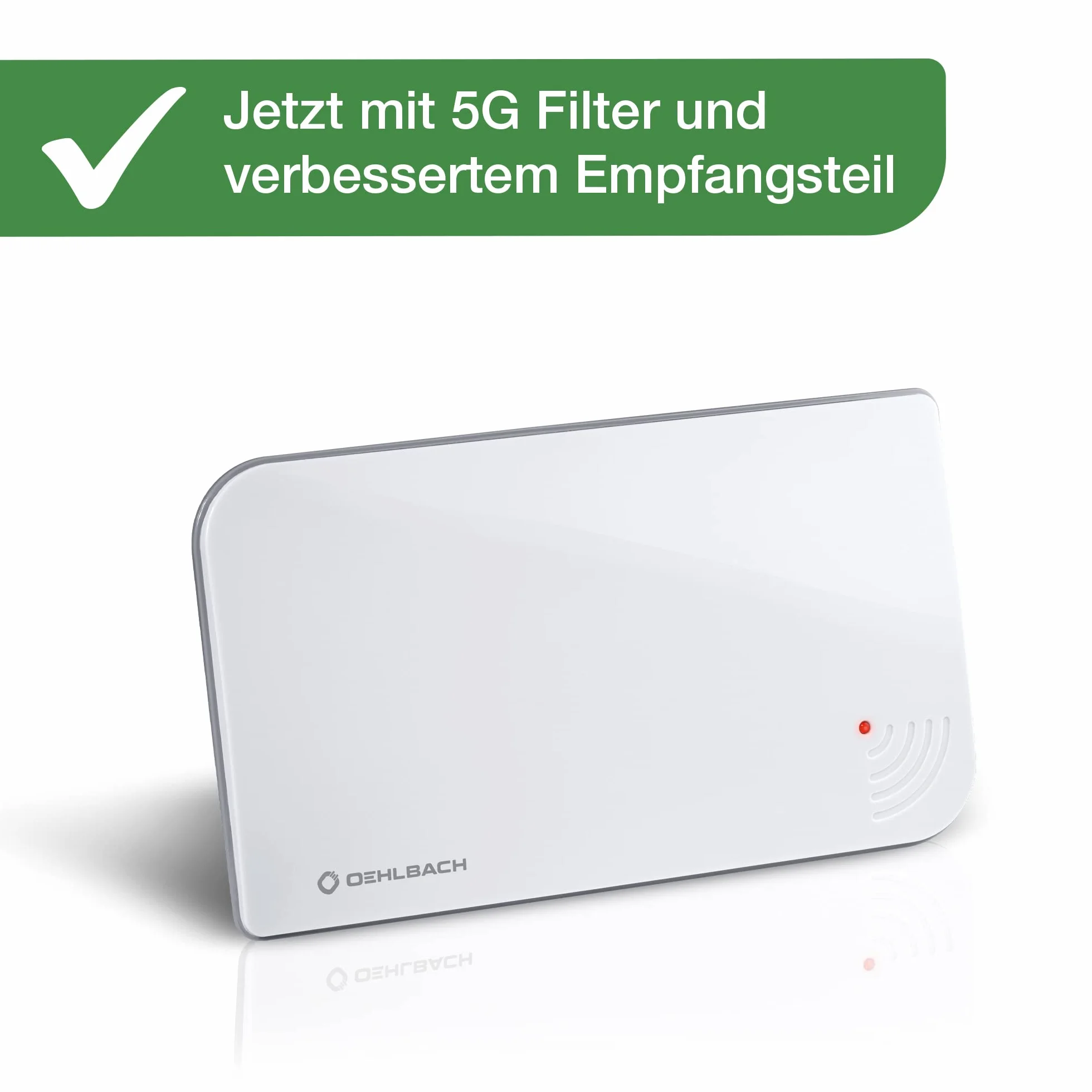 Oehlbach Scope Vision 5G DVB-T2 HD Antenne - Digitale Zimmerantenne - Aktiv DVB-T-Verstärker - Nachfolger unseres Testsiegers - mit 5G Filter - Weiß | 5G-Filter schützt vor Mobilfunk-Störungen