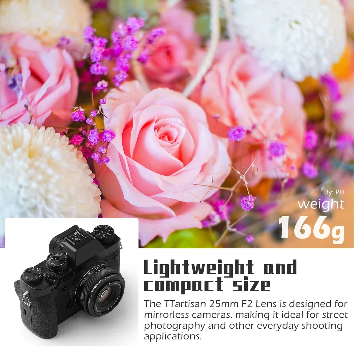 TTartisan 25mm F2 X Mount Objektiv, APS-C Manueller Fokus Weitwinkel Objektiv für Fuji X Mount, Kompatibel mit Fuji X-Mount Spiegellosen Kameras X-PRO1 X-PRO2 X-E1 X-E2 X-E3