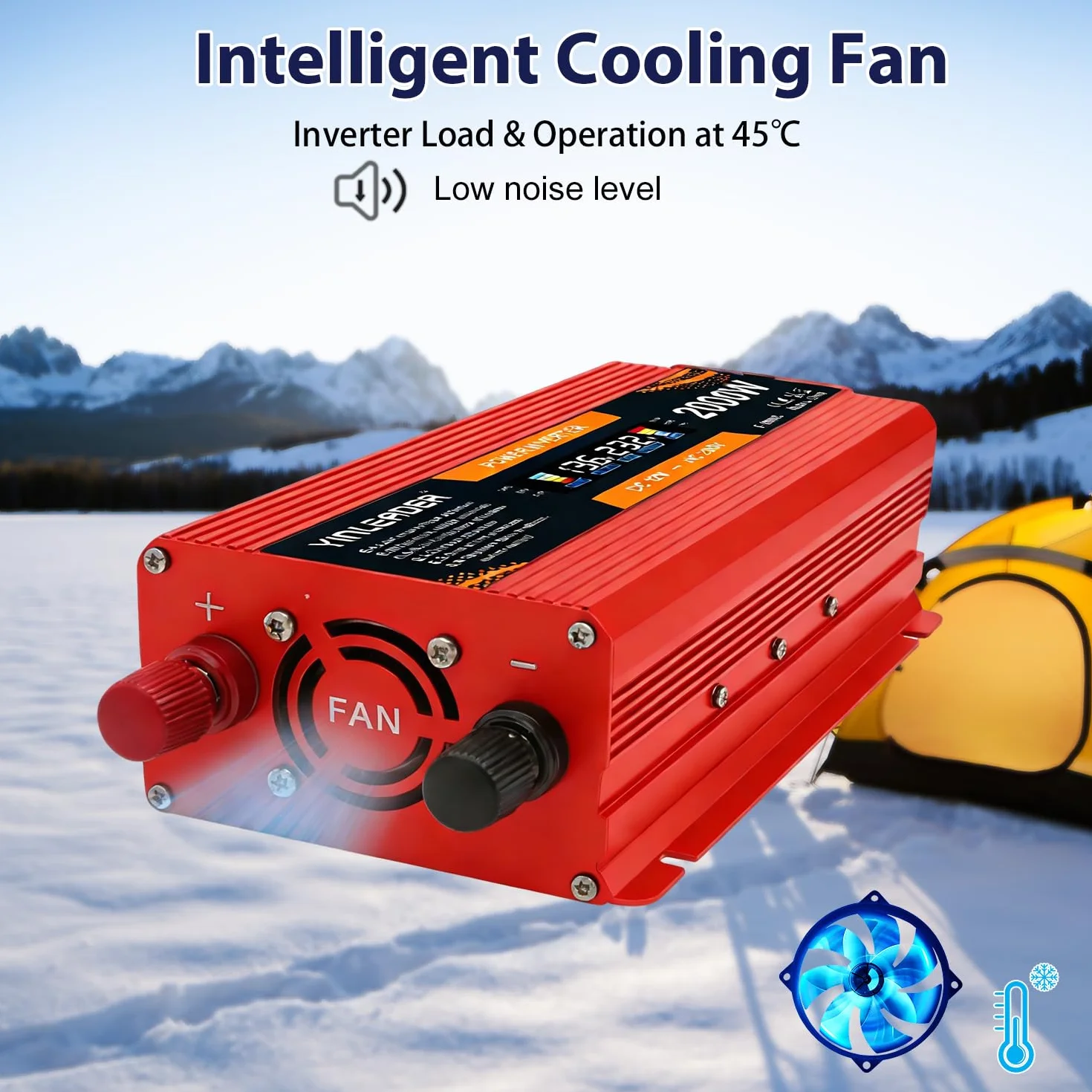 Yinleader Wechselrichter 12V 230V 1000W /2000W Spannungswandler LCD mit 1 Steckdose 2 USB Anschlüsse