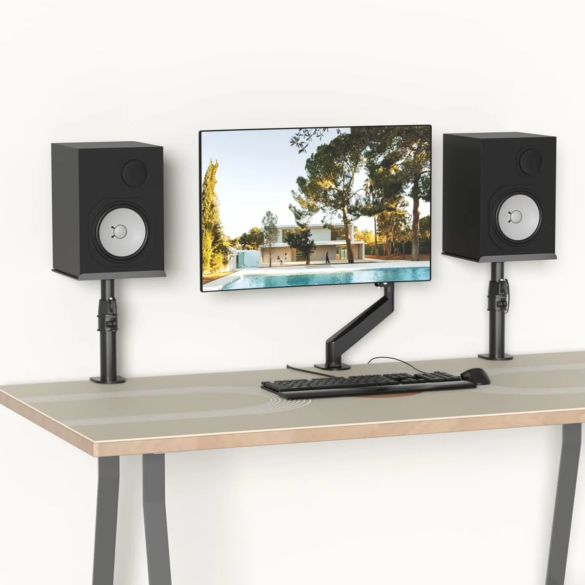 suptek Lautsprecher Wandhalterung Universale Soundbar Wandhalterung für Computer- und Regallautsprecher, Schwenkbar, Neigbar, 2er-Pack, Max. 15KG, Schwarz, SDM001B