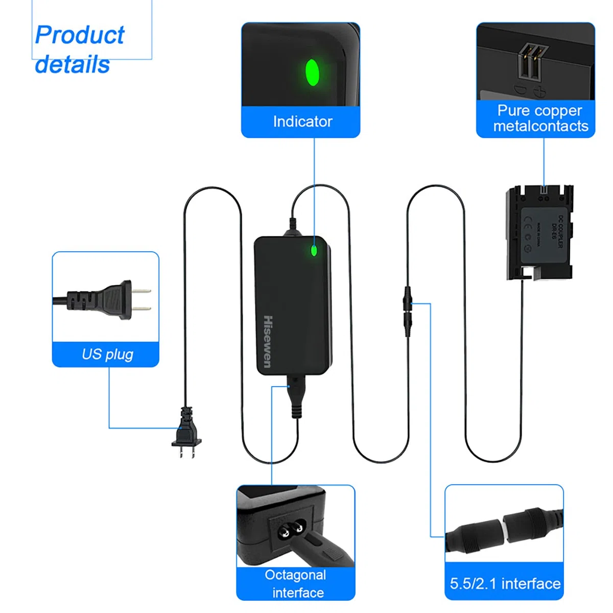 ACK-E6 AC Power Adapter DR-E6 DC Coupler LP-E6 LP-E6N Dummy Akku für Canon EOS R R5 R6 R7,80D 70D 60D 90D,5D Mark II III IV,6D 7D,6D Mark II,7D Mark II,60Da 5Ds 5Ds R Cameras.