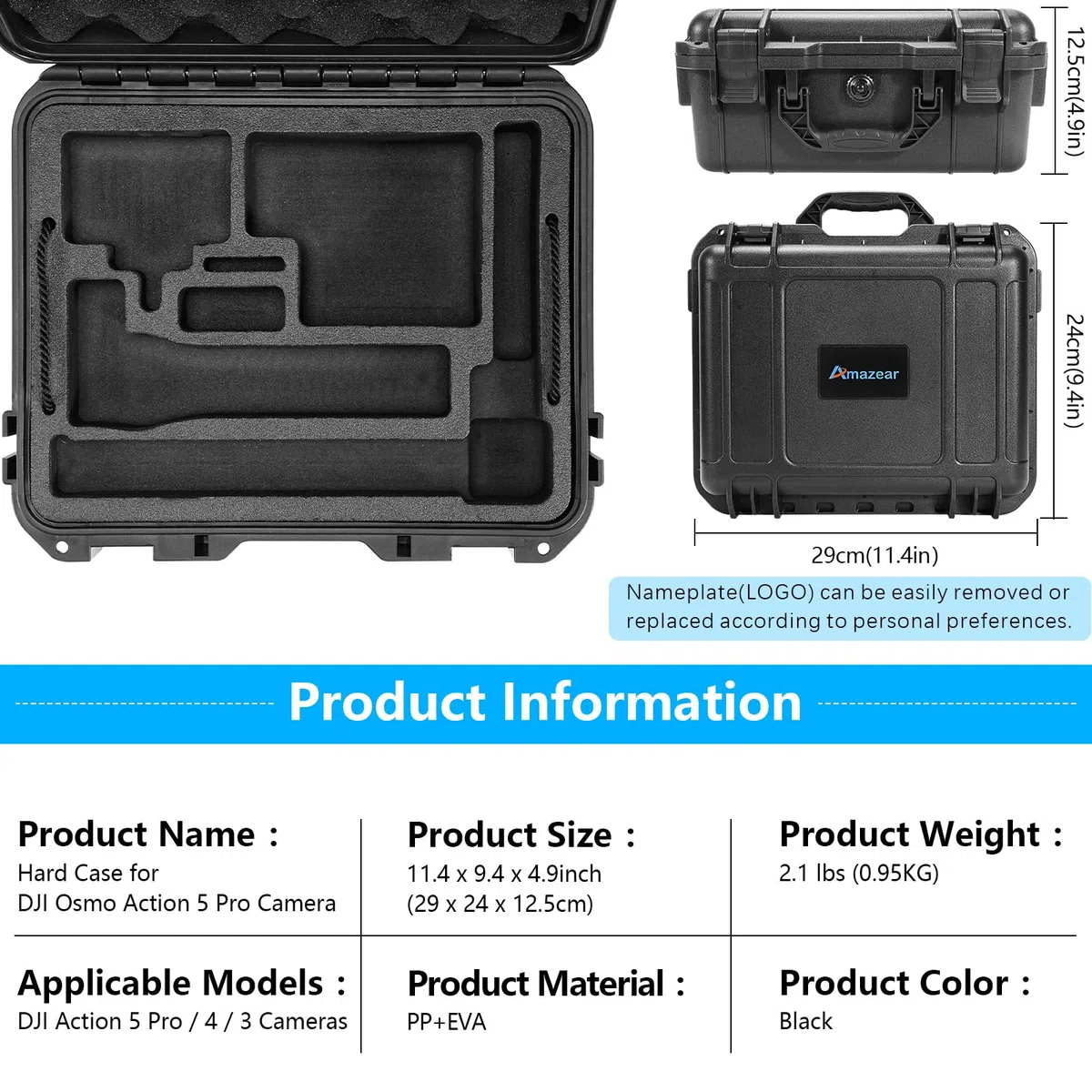 AMAZEAR Wasserdichter Tragetasche Für DJI Osmo Action 5 Pro/Action 4 Case, Action5 Pro Doppel Koffer Für DJI Osmo Action 5 Pro Zubehör, Adventure-Combo,Standard-Combo,Diving Combo und Zubehör