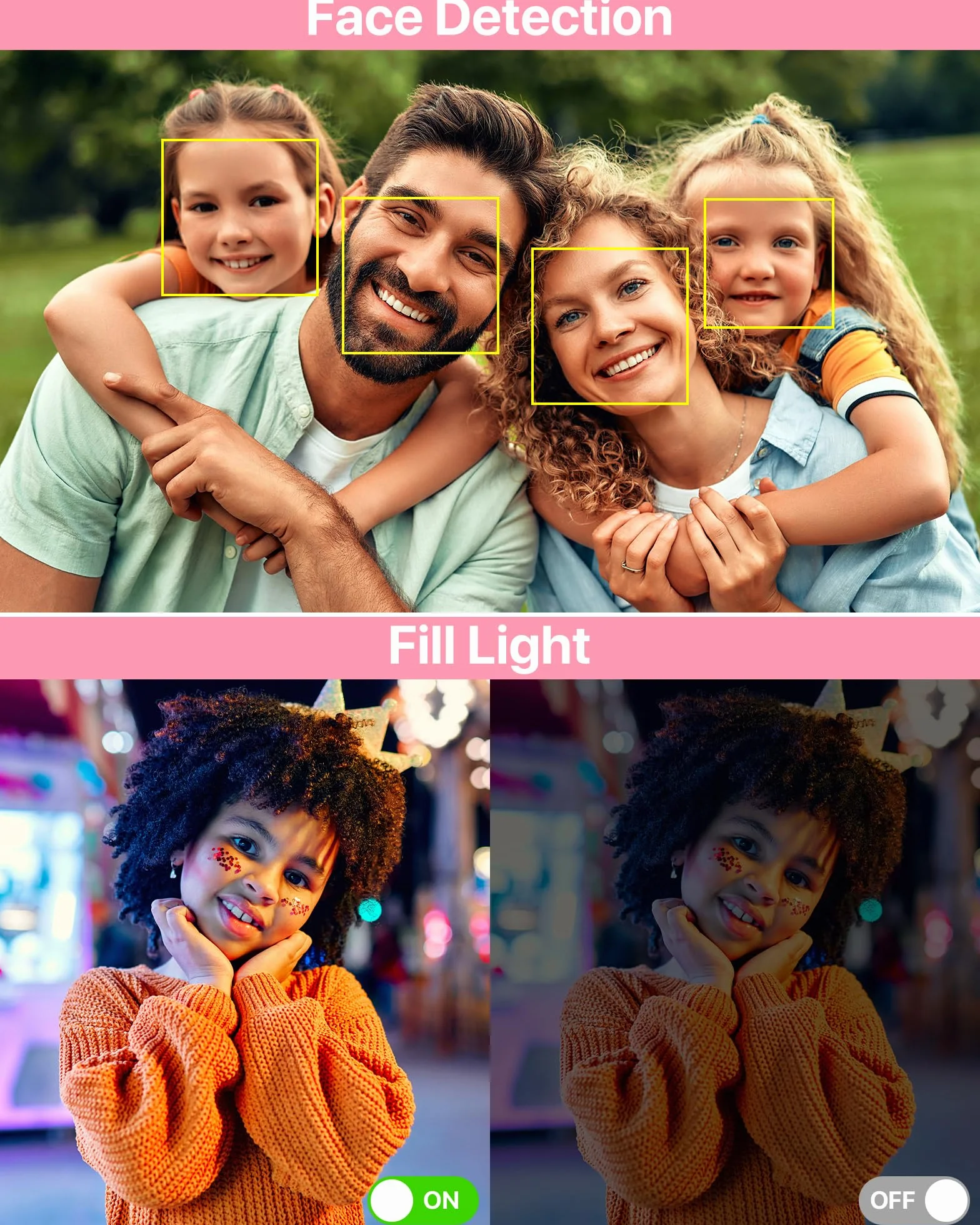 Digitalkamera 1080P Fotokamera 44MP Kamera Fotoapparat Tragbare Kompaktkamera mit 2,4" LCD Bildschirm, 16X Digitalzoom, 32G Micro Speicherkarte, 1 Akku für Kinder Teenager Student Anfänger-Rosa