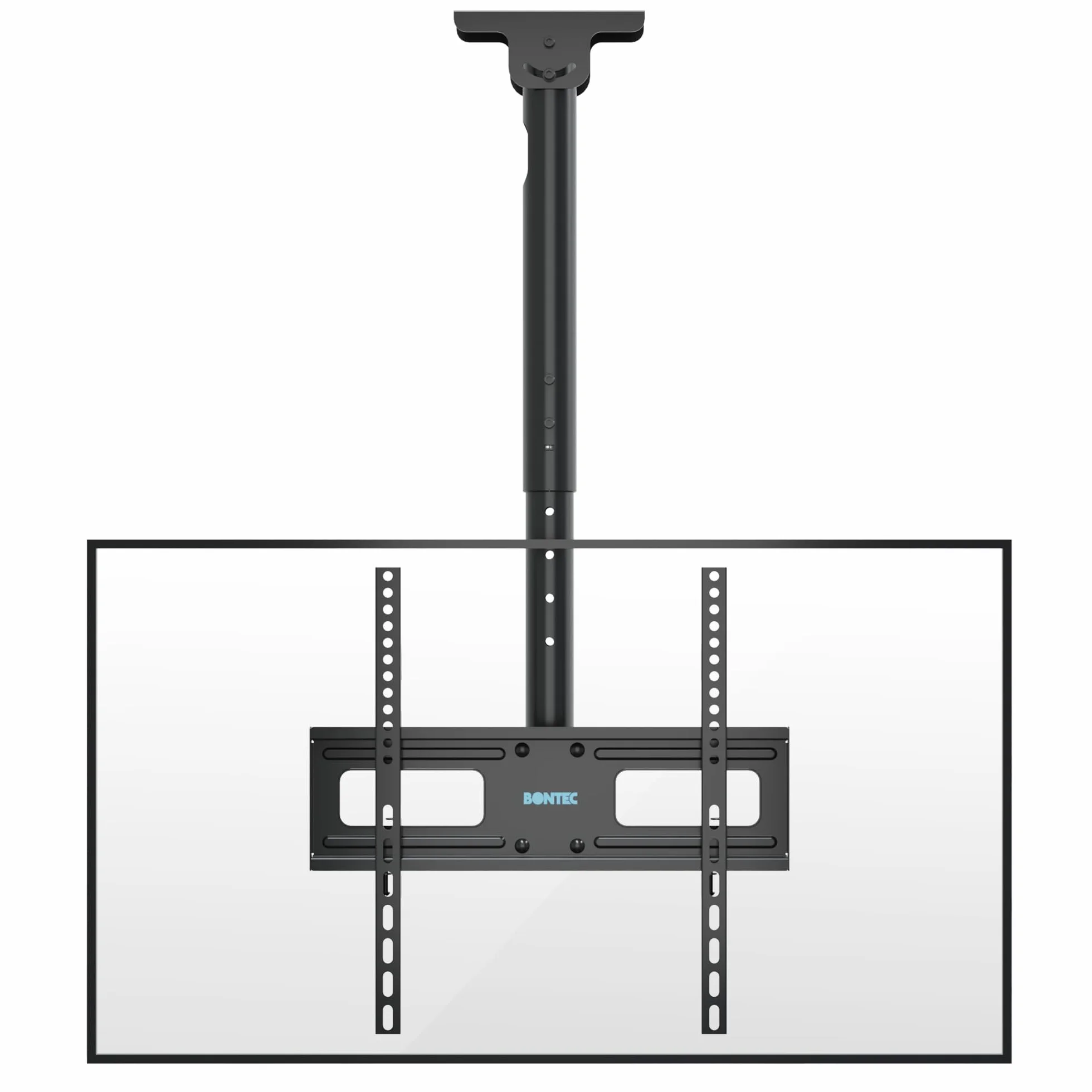 BONTEC TV-Deckenhalterung neigbar und schwenkbar mit 6-facher Höhenverstellung, Fernsehhalterung für 26-65 Zoll bis 45 kg, TV Halterung Decke VESA 100x100-400x400, geeignet für Dachschrägen und Wand