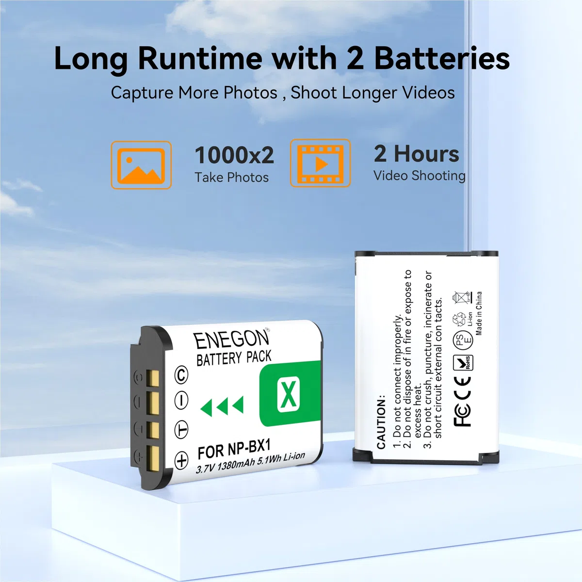 ENEGON NP-BX1 Akku (2 X 1380mAh) + LCD-aufbewahrendes Ladegerät (SD) für Sony NP-BX1 und ZV-1/ZV-1 II, DSC-RX100, DSC-RX100 VII/VI/V/IV/III/II/VA (M7-M2), HDR-CX405, FDR-X3000, HX300