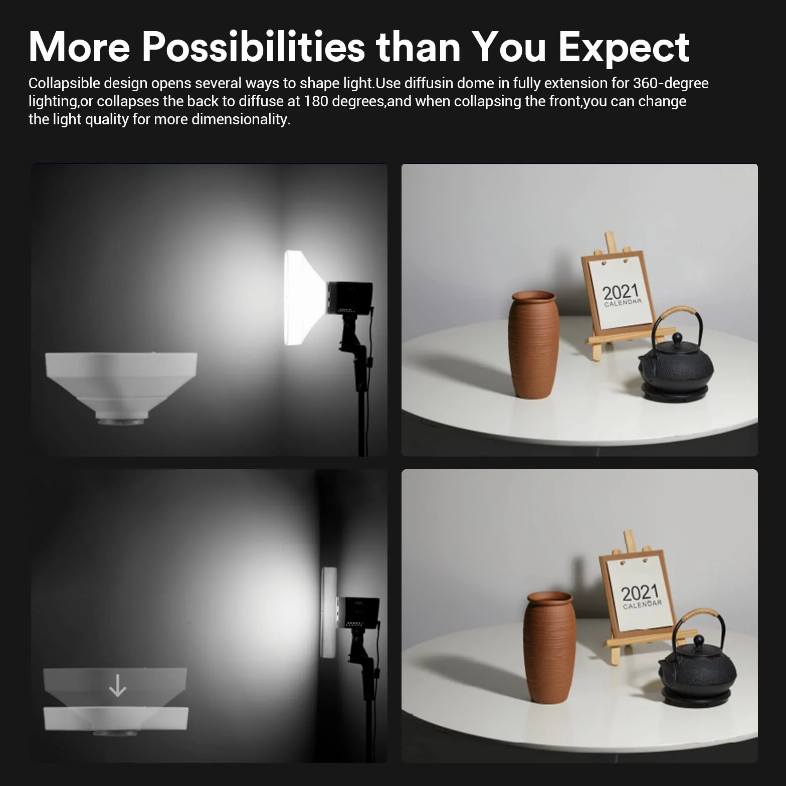 Godox ML-CS1625 Faltbares Diffusionskuppel-Kit (3 Adapterringe enthalten) für ML30 ML30Bi ML60 ML60Bi V1S V1C V1N V1O V1F V850III V860III TT685II AD100/200/300/400Pro (ML-CS1625)