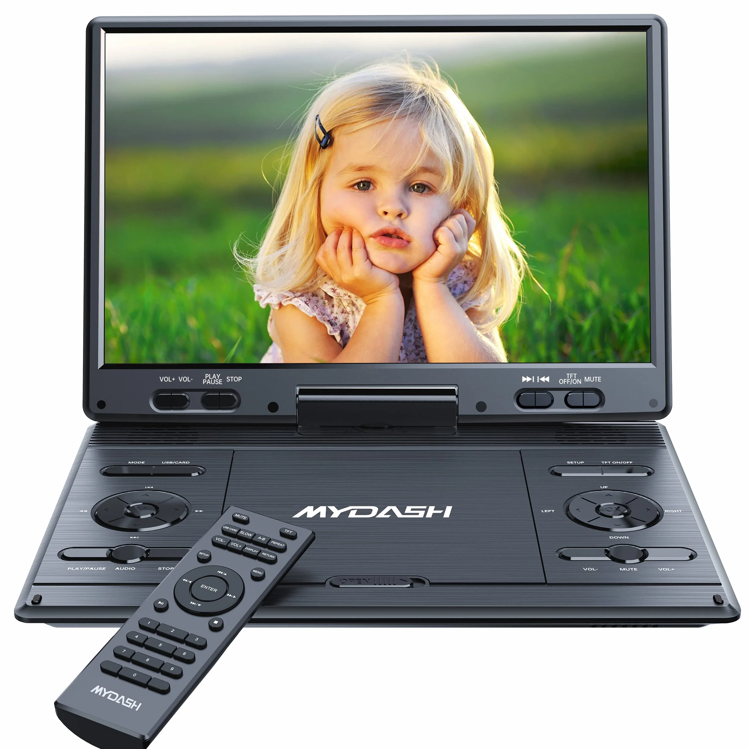 Tragbarer 14,9-Zoll-DVD-Player fürs Auto, für Kinder mit schwenkbarem 12,5-Zoll-HD-Bildschirm & Auto-Kopfstützenhalterung, DVD-/CD-Player, für Sync-TV-Projektor, USB/SDAnschluss