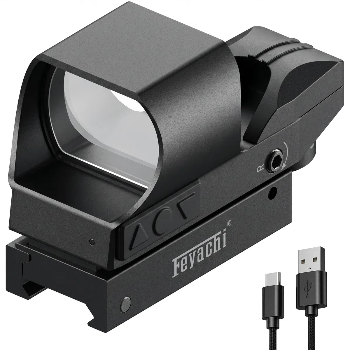 Feyachi RS-31 Red Dot Visier, Wiederaufladbares Rotpunktvisier Airsoft mit 20mm/22mm Picatinny Schiene, 4 Reticles 5 Helligkeitseinstellungen Leuchtpunktvisier Zielfernrohr für Jagd Softair Pistole