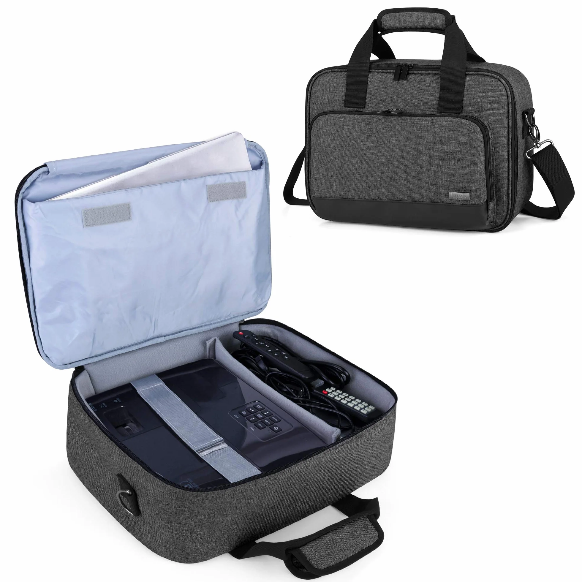 Luxja Beamer Tasche mit Schutzhülle für Laptop, Projektor Tasche Kompatibel mit Acer, BenQ, Epson, Optoma und Viewsonic Beamer, 39.4 cm x 28 cm x 13.5 cm, Schwarz