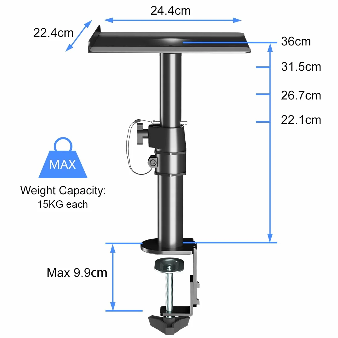 suptek Lautsprecher Wandhalterung Universale Soundbar Wandhalterung für Computer- und Regallautsprecher, Schwenkbar, Neigbar, 2er-Pack, Max. 15KG, Schwarz, SDM001B