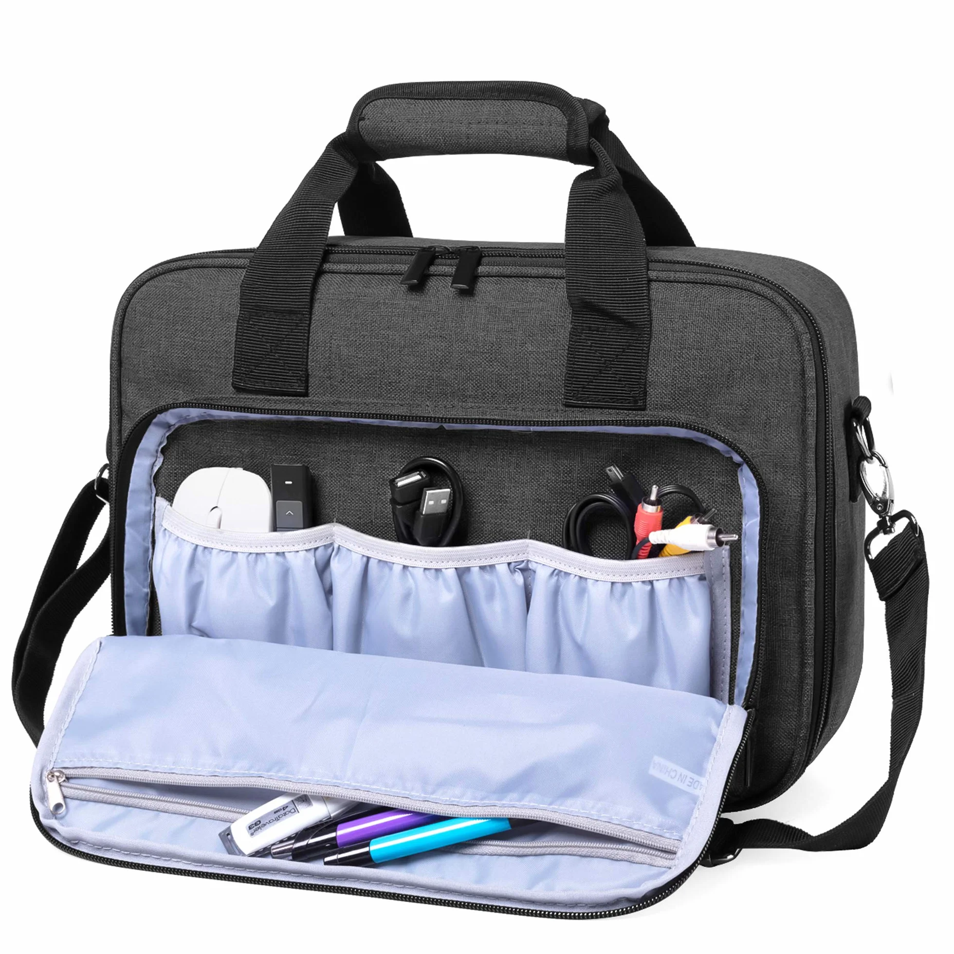 Luxja Beamer Tasche mit Schutzhülle für Laptop, Projektor Tasche Kompatibel mit Acer, BenQ, Epson, Optoma und Viewsonic Beamer, 39.4 cm x 28 cm x 13.5 cm, Schwarz