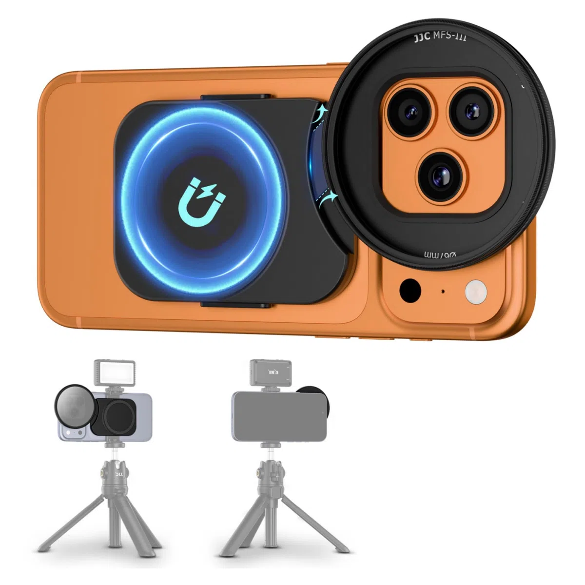 67mm Telefonfilteradapter für iPhone 17 16 15 14 Pro Max Plus Air, Doppelseitiger Magnetischer Telefonobjektiv-Filterring mit 1/4-20" & Blitzschuh (ohne Filter)