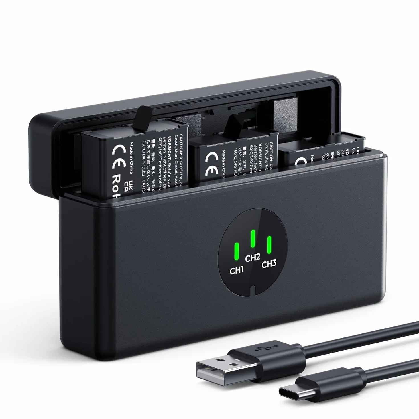 K&F CONCEPT Osmo Action 5 Pro Akku-Pack (3er-Pack) mit 3-Fach-Ladegerät, 2100-mAh-Akku,OSMO Action 5 Pro Akku-Ladegerät kompatibel mit DJI Osmo 360/Action 6Action 5 Pro/Action 4/Action 3 Kamera