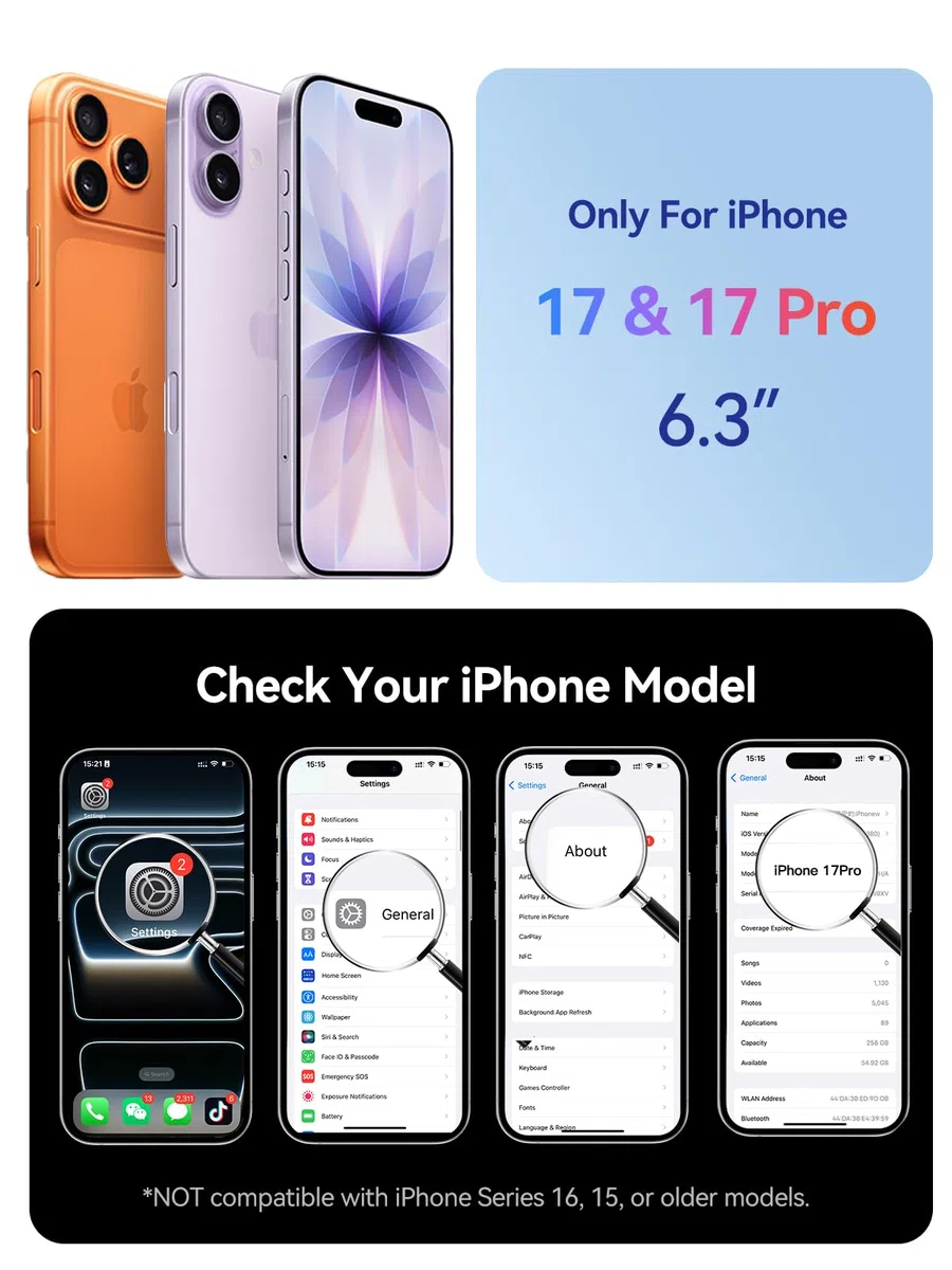 GagaKing Akkuhülle für iPhone 17 Pro/17, 9300mAh 20W Battery Case, Handyhülle mit Powerbank, Ladehülle Akkuhülle für iPhone 17 Pro/17(6,3")