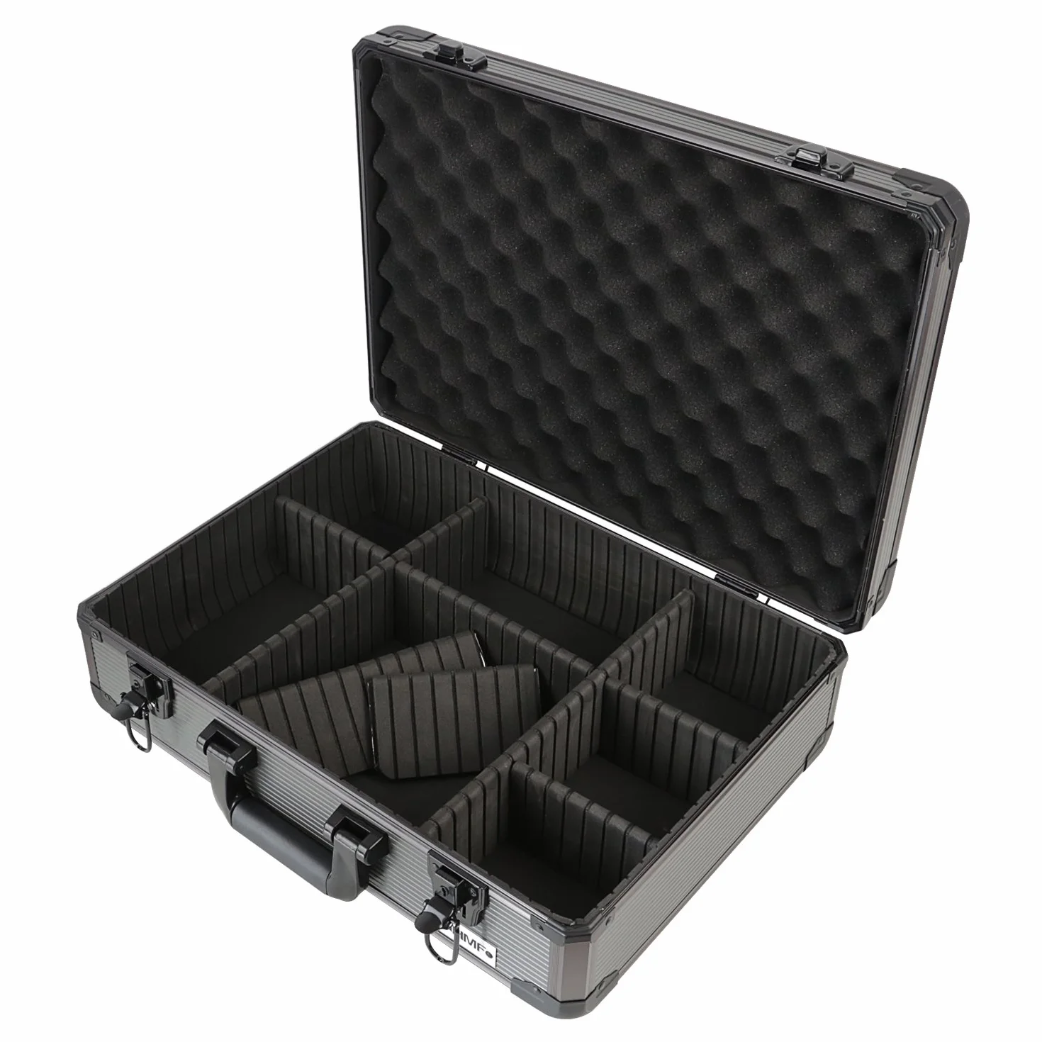 HMF 14502-02 Alu Transportkoffer, Aufbewahrungskoffer, Kamerakoffer, individuelle Facheinteilung, 46 x 15 x 33 cm
