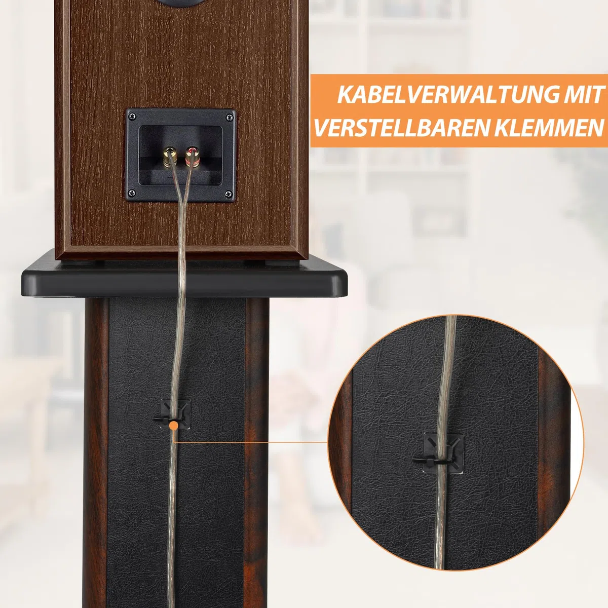 2er-Pack Holz-Lautsprecherständer mit Sand Füllbarer Design, Boxenständer Holz für Satelliten Regallautsprecher, Tragkraft bis zu 50 KG, Bodenlautsprecherständer (50CM)