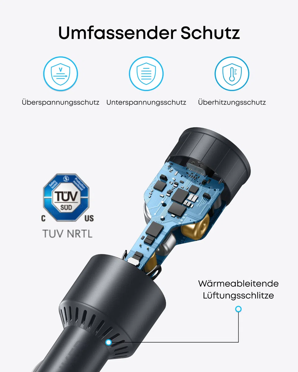Anker 167,5W max. Zigarettenanzünder USB C, 3 Port kompaktes Typ-C Auto Ladegerät, Kfz-Ladegerät für MacBook Pro/Air, iPhone 17/16/15/14/13 Serie, Samsung S26 / S25, iPad Pro, AirPods und weitere