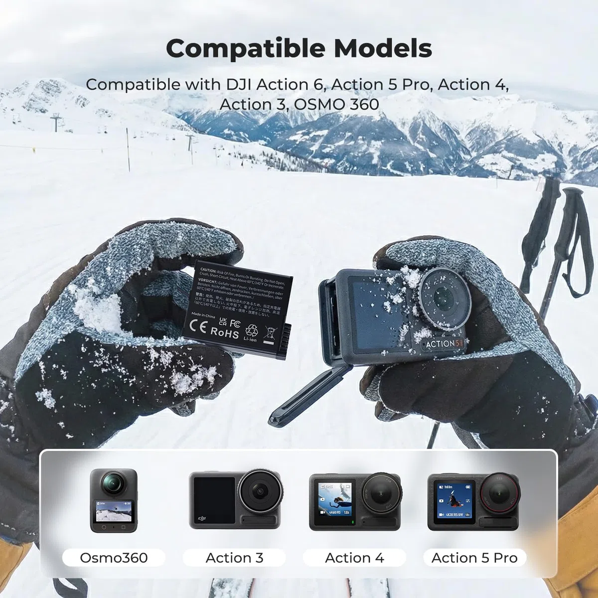 K&F CONCEPT Osmo Action 5 Pro Akku-Pack (3er-Pack) mit 3-Fach-Ladegerät, 2100-mAh-Akku,OSMO Action 5 Pro Akku-Ladegerät kompatibel mit DJI Osmo 360/Action 6Action 5 Pro/Action 4/Action 3 Kamera