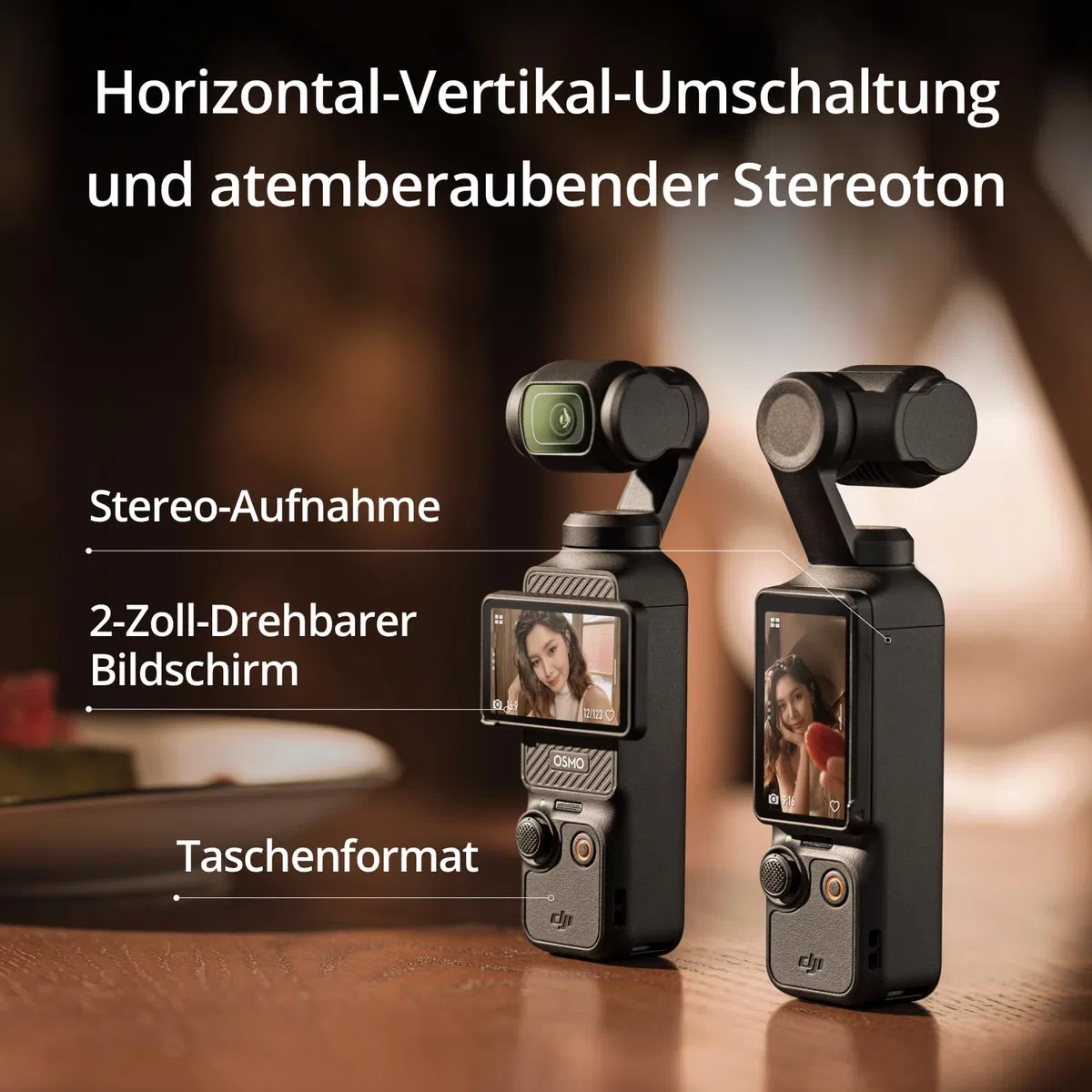 DJI Osmo Pocket 3, Vlogging-Kamera mit 1-Zoll-CMOS und 120 fps Video, 3-Achsen-Stabilisierung, schnelles Scharfstellen, Gesichts/Objektverfolgung, kleine Videokamera für Vlogging, Selfies und Reise
