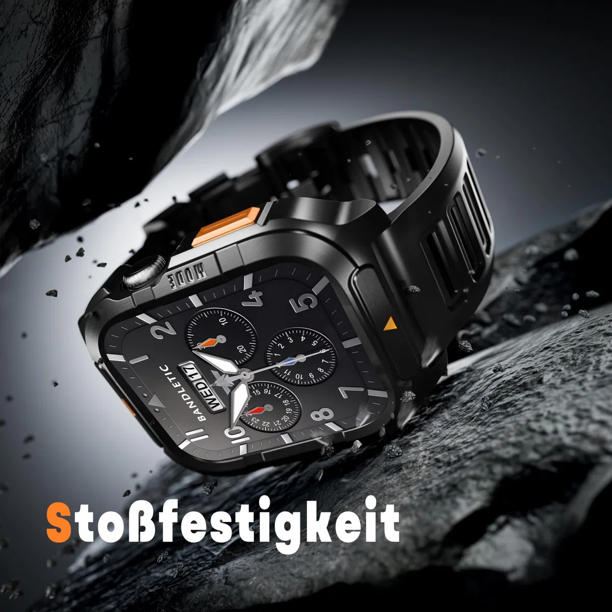 Bandletic Armband Mit Schutzhülle Für Apple Watch 44mm - Edelstahl Robust Stoßfest Militär Langlebig Bumper Für Herren - Kompatibel Mit Series 6 5 4 SE 2