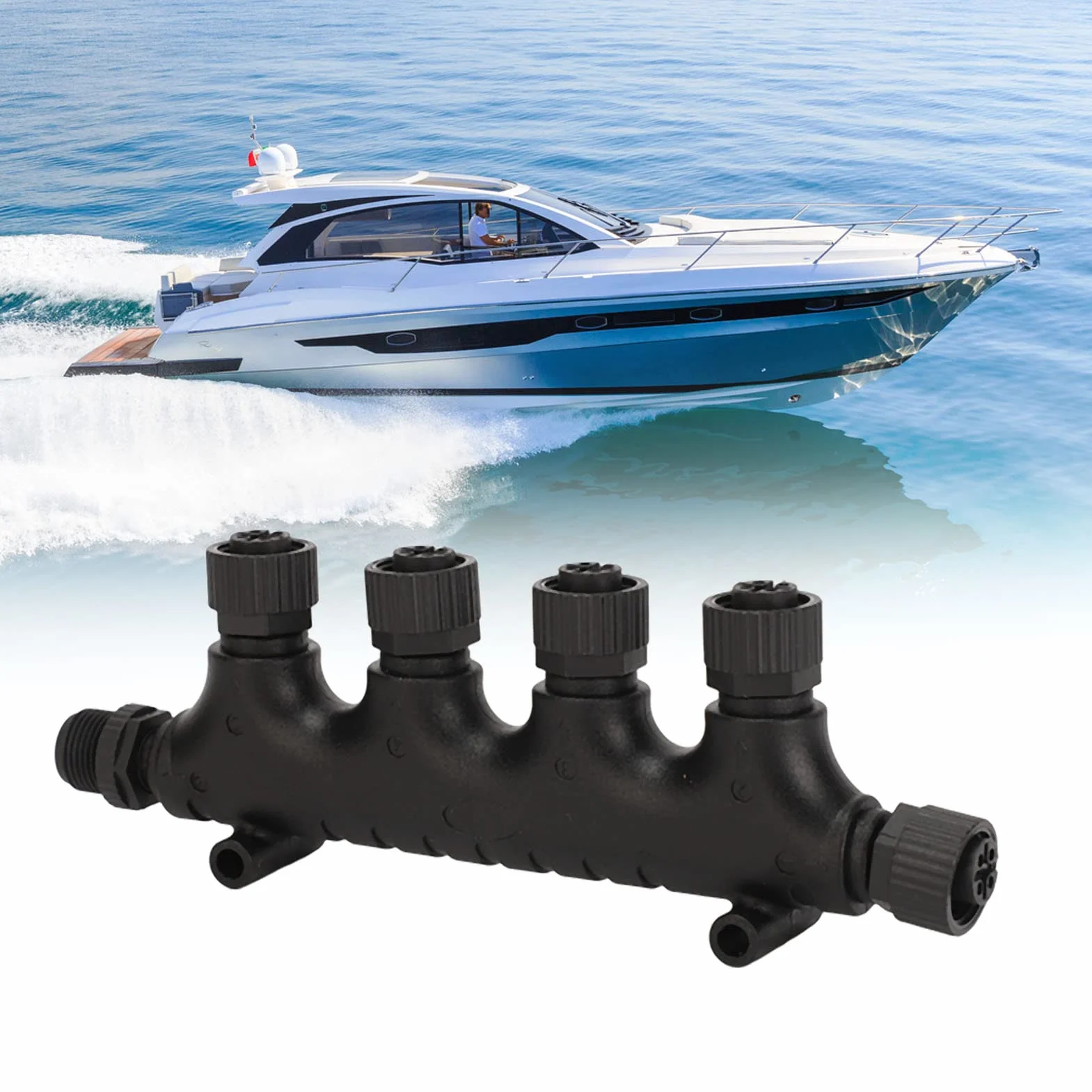 Nmea Srset,Tbest Nmea 2000 Sr Kit,Nmea 2000 6-Port Nmea 2000 4-Wege-Sffyachtteile Für Nmea 2000 N2K 4-Port-T-Anschluss M12 5-Polig Ip67 Wasserdicht Für -Netzw