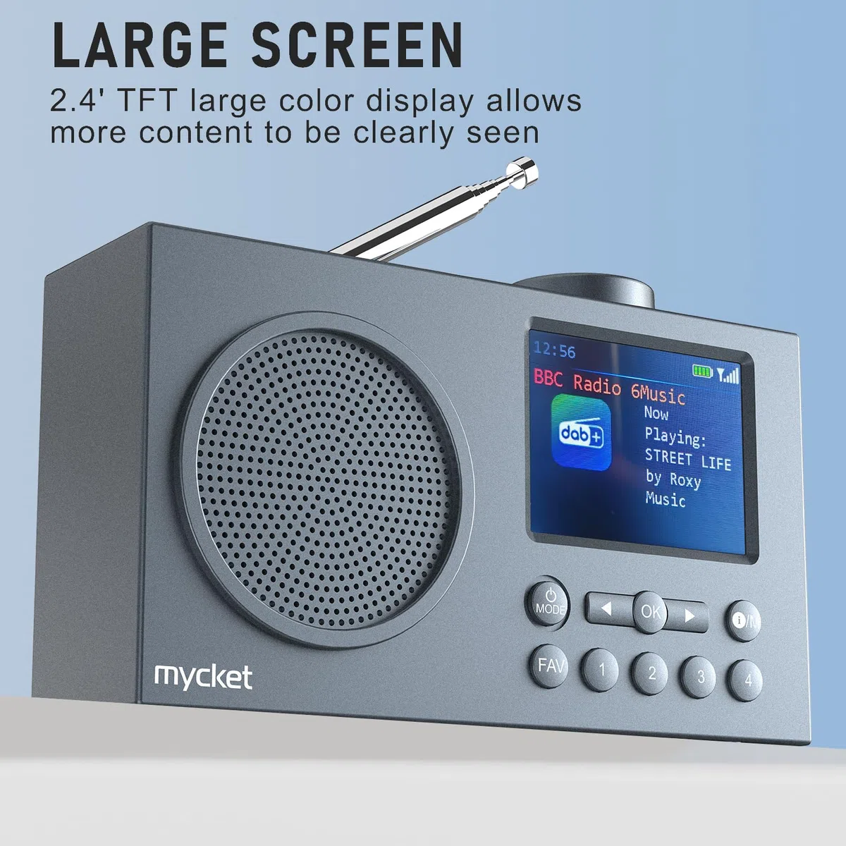 Mycket Tragbares DAB/DAB+ Radio, UKW Digital Radio mit 2025 Neuesten Signalempfängertechnologie, FM Wiederaufladbar Radio mit Bluetooth 5.0, Dual Wecker, 40 Voreingestellte, 2,4 "großes Farbdisplay