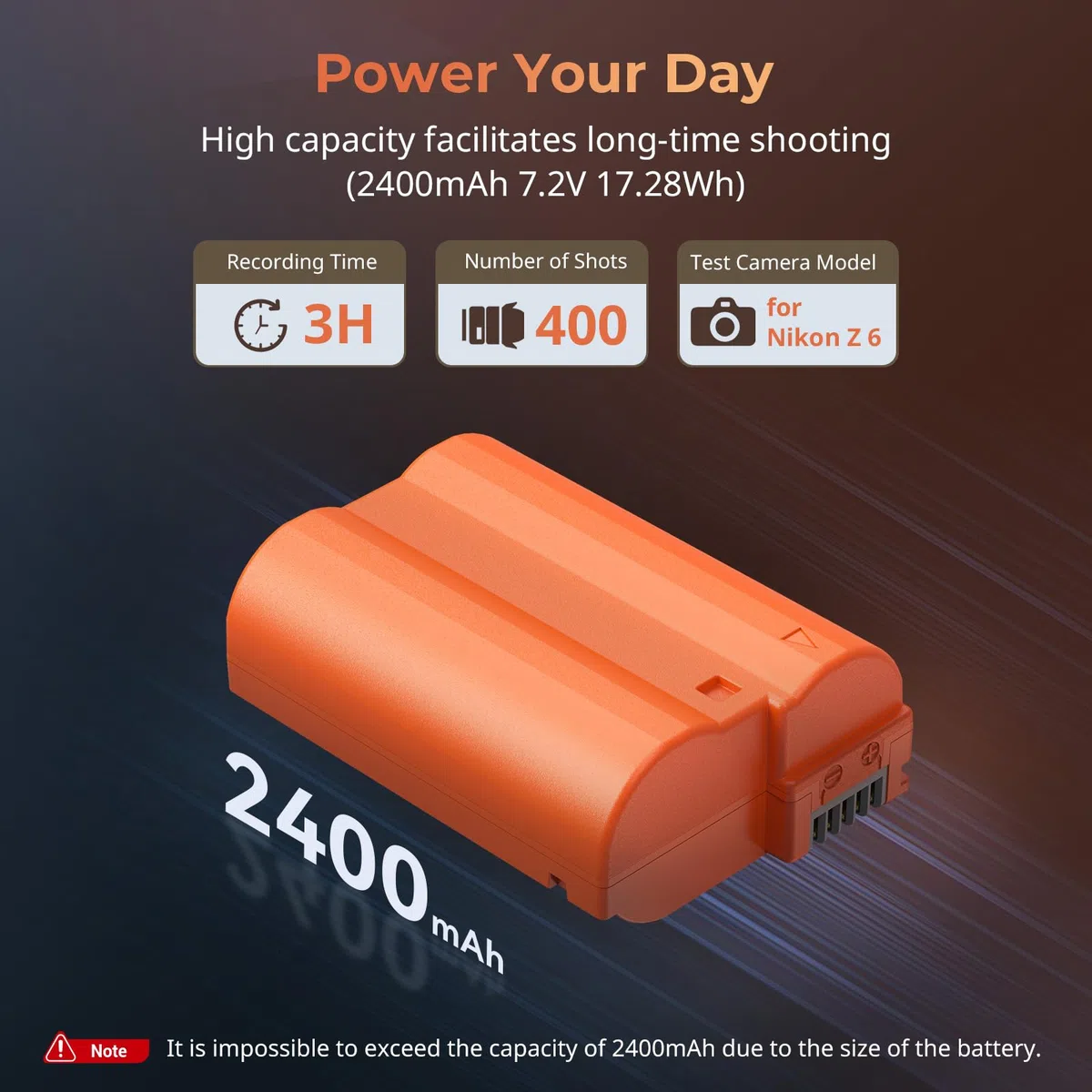 SMALLRIG EN-EL15C 2400mAh USB-C Kamera Akku für Nikon ZR, Z6 III, Zf, Z8, 2,5H voll aufgeladener Akku für Nikon ZR, Z7, Z6, Z7 II, Z6 II, Z5, D850, D810, D810A, D780, D750, D610, D500, Orange – 4966