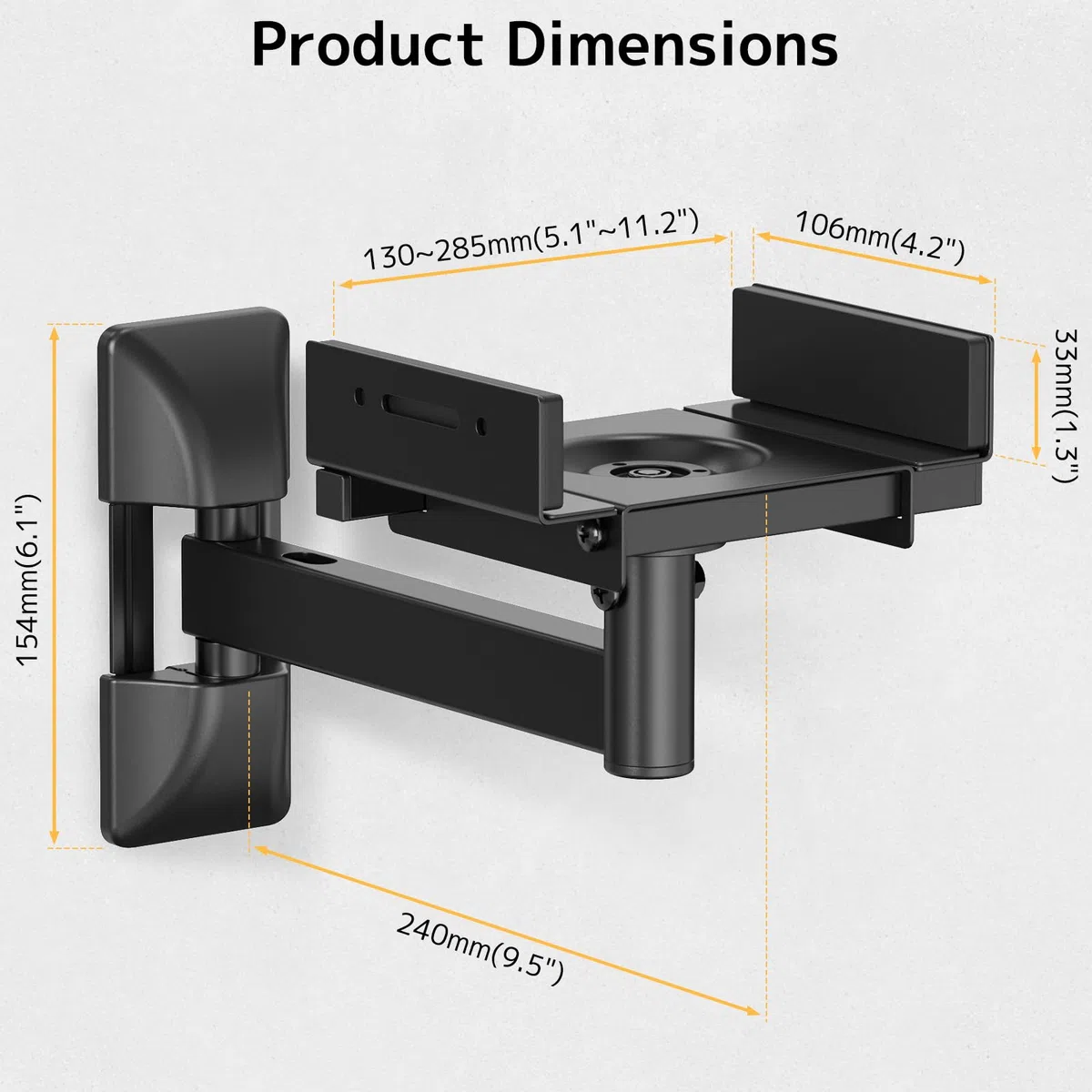PUTORSEN Lautsprecher Wandhalterung - Voll einstellbare Universal Lautsprecher Halterung Wand, 2 Pack Boxen Wandhalterung, hält bis zu 25kg