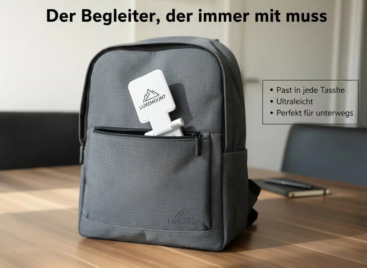Phone Stand Pro – Faltbare Smartphone Halterung für Schreibtisch & Reise – Extrem stabil, rutschfest & Kompatibel mit iPhone, Samsung, Google & Tablets – Ideal für Videocalls & Home-Office