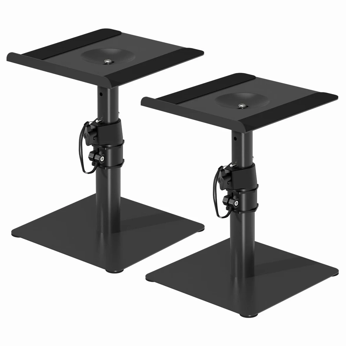 suptek Freistehender Lautsprecherständer Desktop-Set, Höhenverstellung und Neigung, Universal-Audio-Halterungen für Computer- und Bücherregal-Lautsprecher, erhöhter Sound, 2er-Pack, Schwarz, SDM001T
