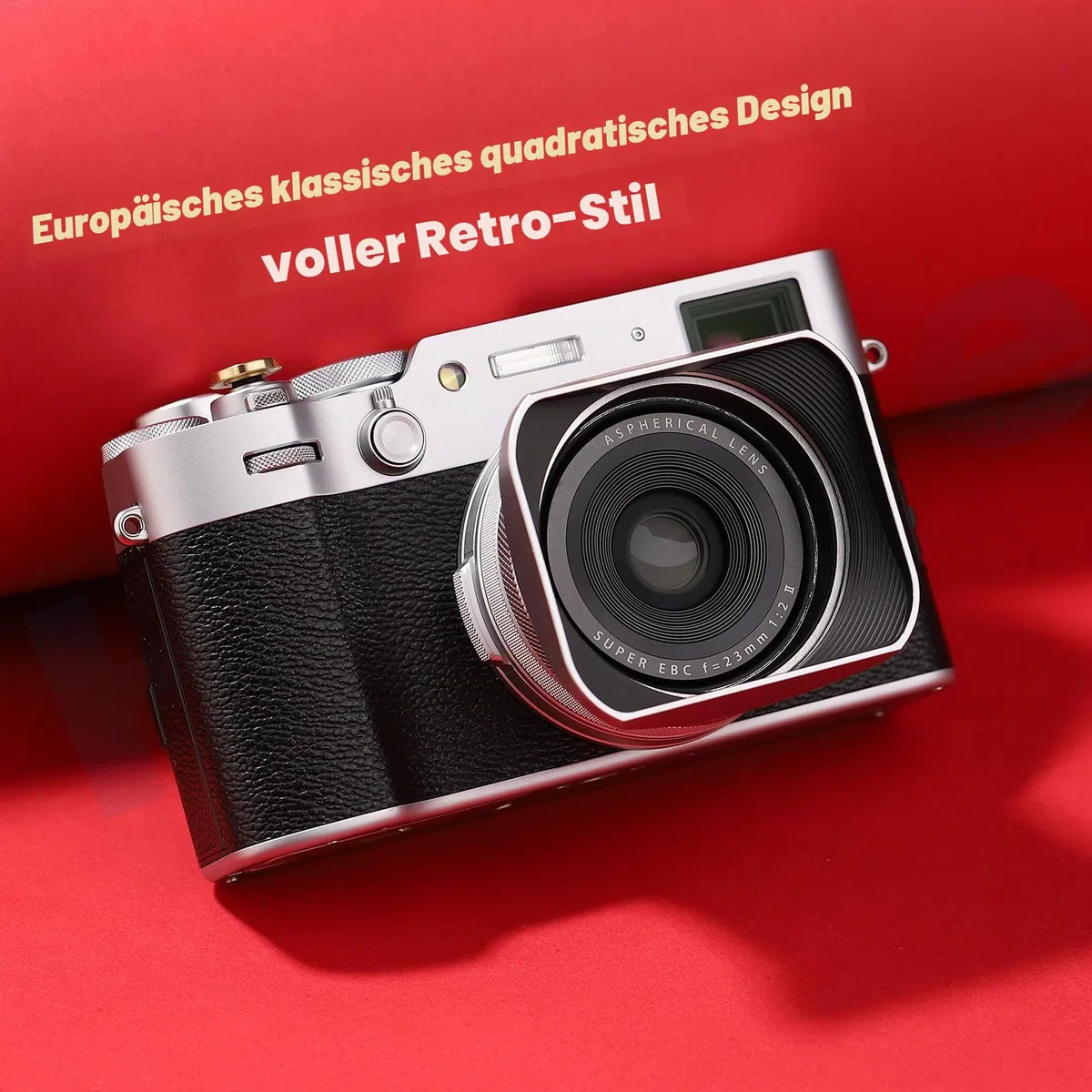 Haoge LH-X200S Gegenlichtblende aus Metall, quadratisch, mit 49 mm Adapterring, Metallkappe für Fujifilm X100VI Fuji X100V X100F X100T X100S X70 Kamerazubehör, Silber