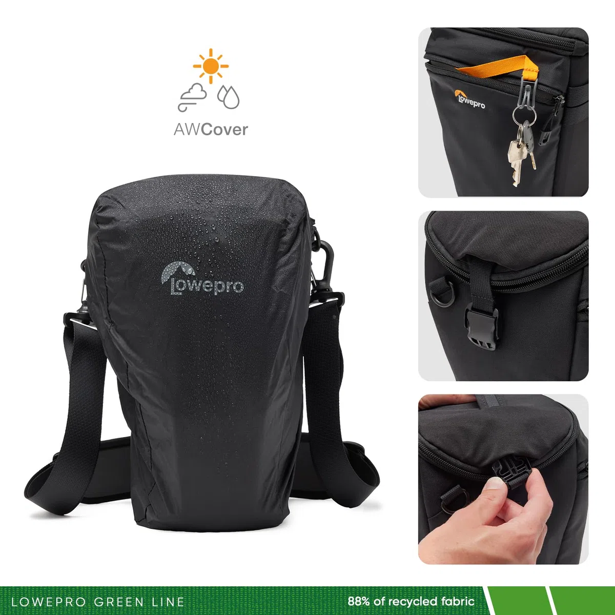 Lowepro ProTactic TLZ 70 Pro AW III Toploader-Kameratasche für spiegellose DSLR, Vol. 5 l, ABM: 30,5x14x16 cm, f. Kameras mit angesetztem Objektiv, modulare Schultertasche, f. Fotografen/Videofilmer