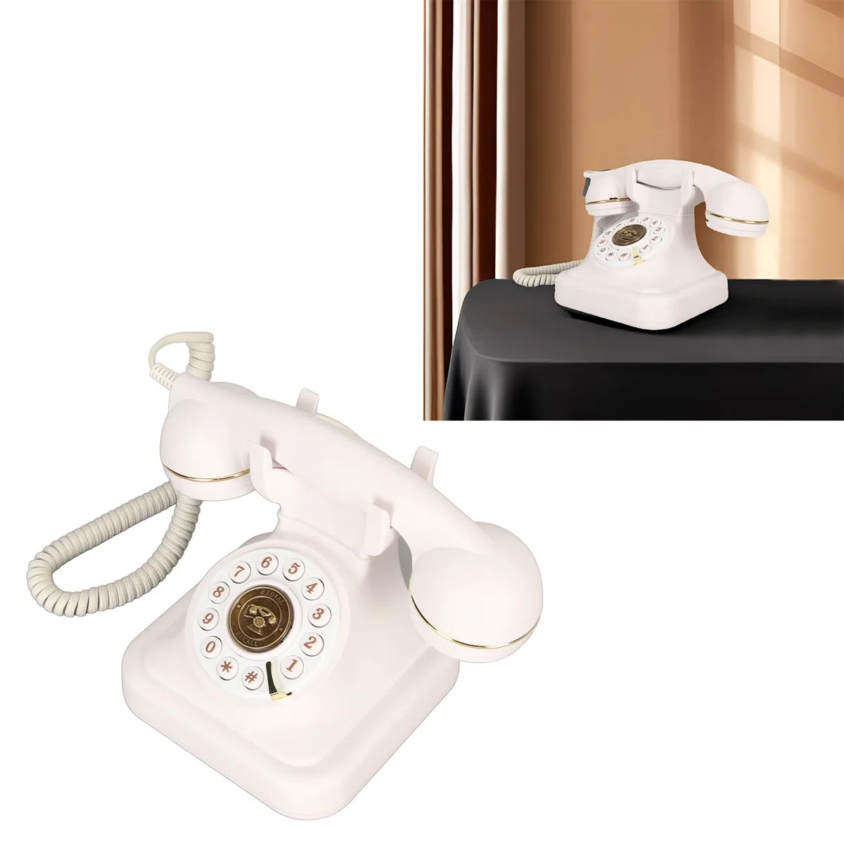 Retro-Festnetztelefon, Altmodisches Vintage-Telefon mit Großer Taste, Antikes Retro-Festnetztelefon für Heimdekoration, Büro